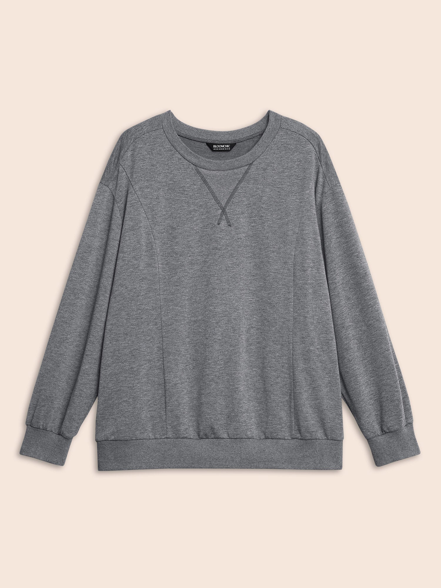 Round Neck Stitch Slightly Stretchy Sweatshirt - Image 7