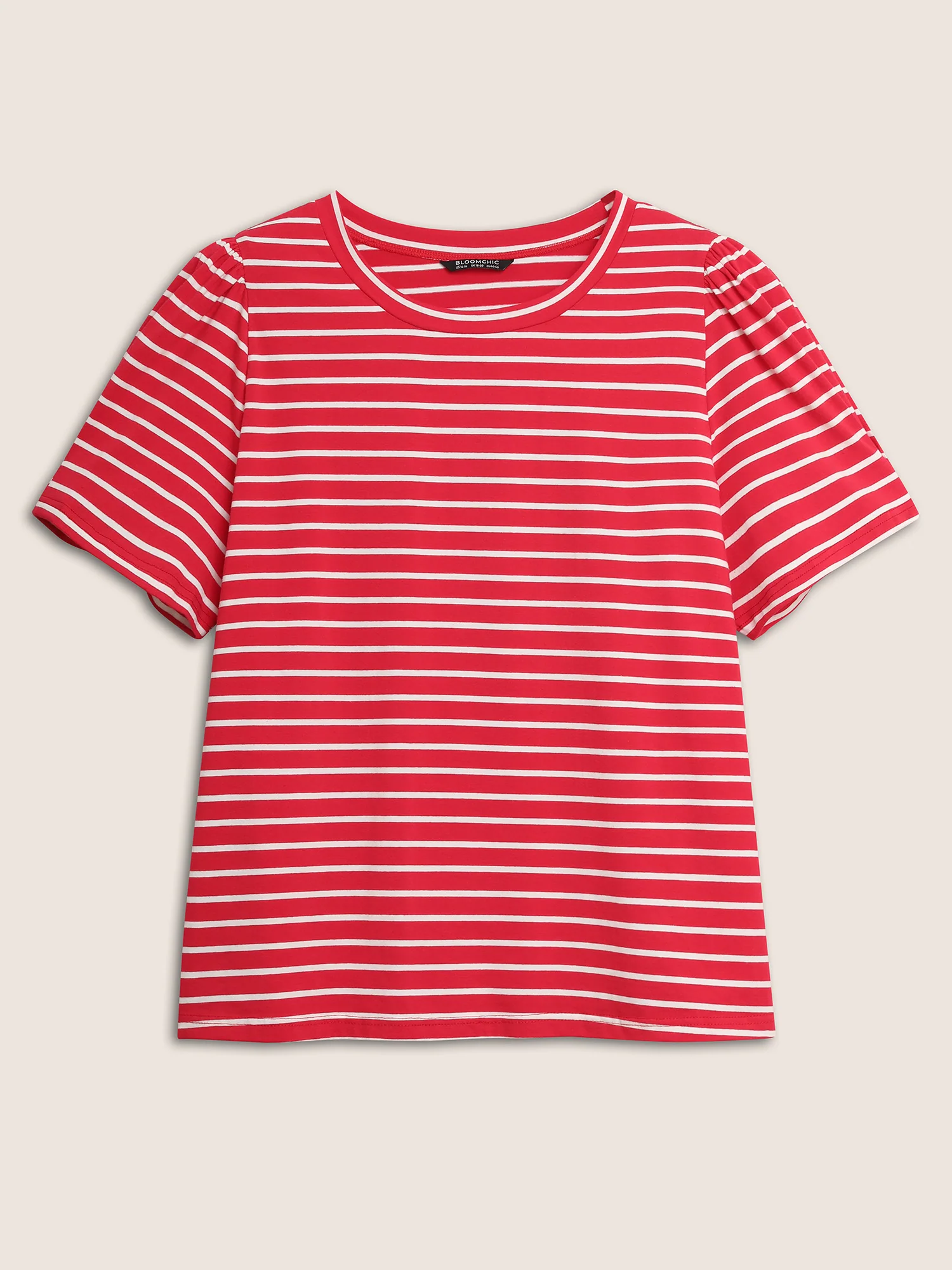 Round Neck Striped Bishop Sleeve T-shirt - Image 7