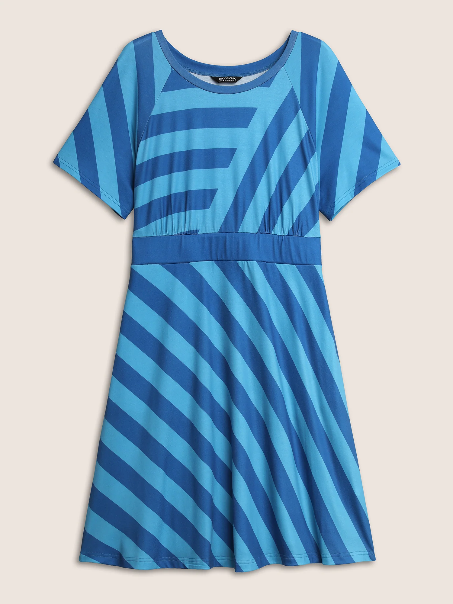 Round Neck Striped Raglan Sleeve Dress - Image 7