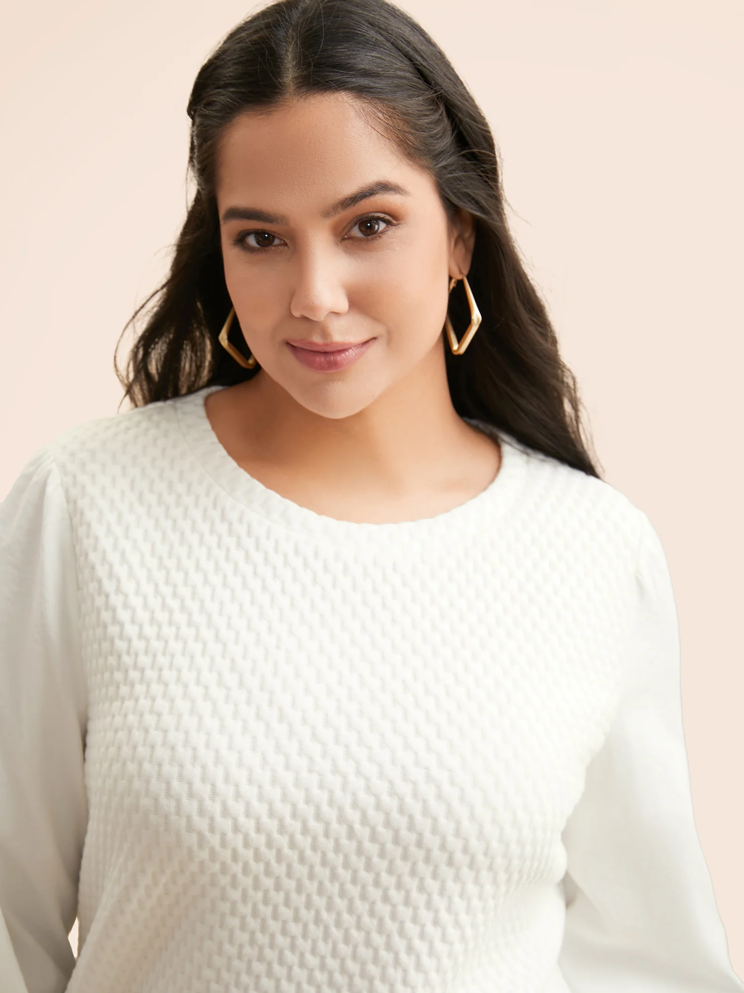 Round Neck Texture Patchwork Sweatshirt - Image 4