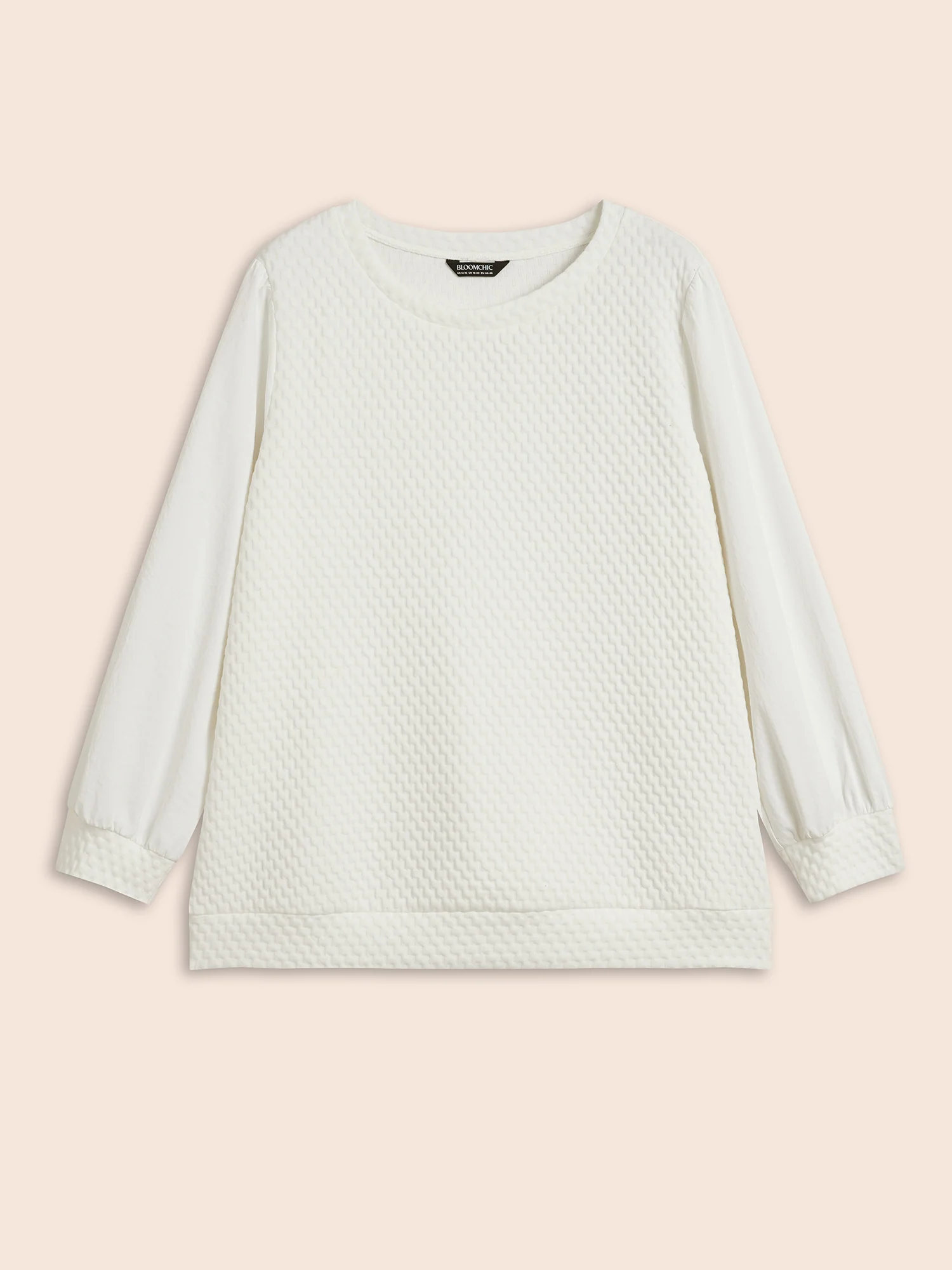 Round Neck Texture Patchwork Sweatshirt - Image 7