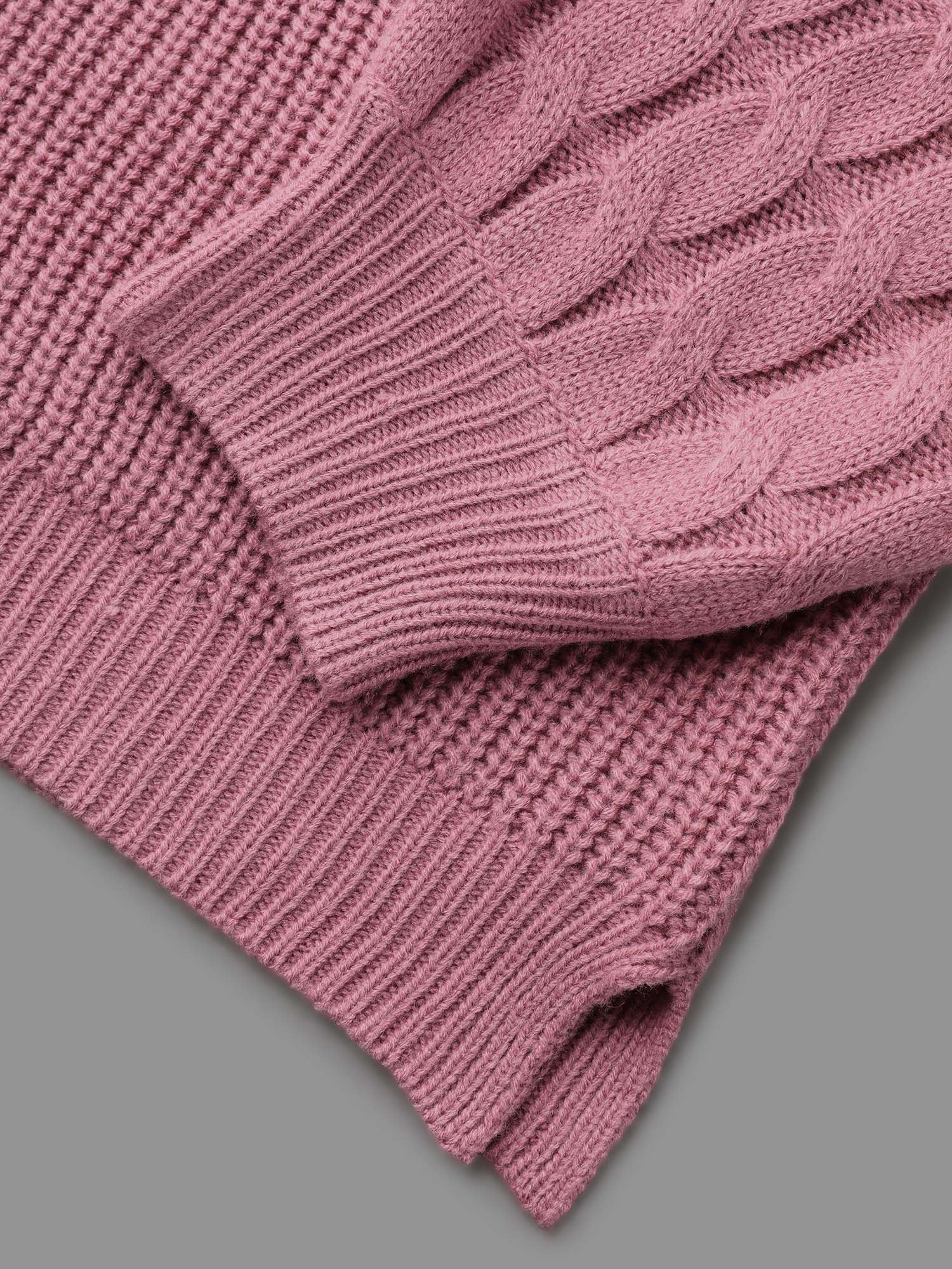 Round Neck Textured Cable Knit Pullover - Image 6
