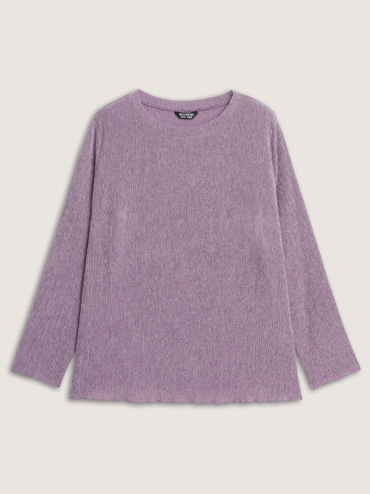 Round Neck Textured Fitted T-Shirt - Image 6