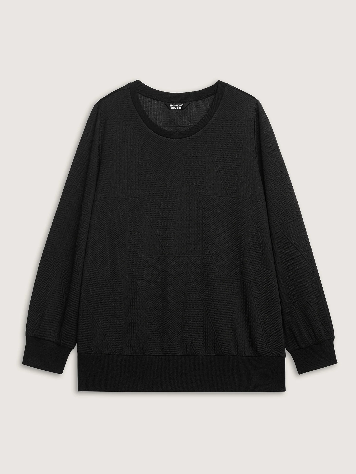 Round Neck Textured Solid Sweatshirt - Image 5