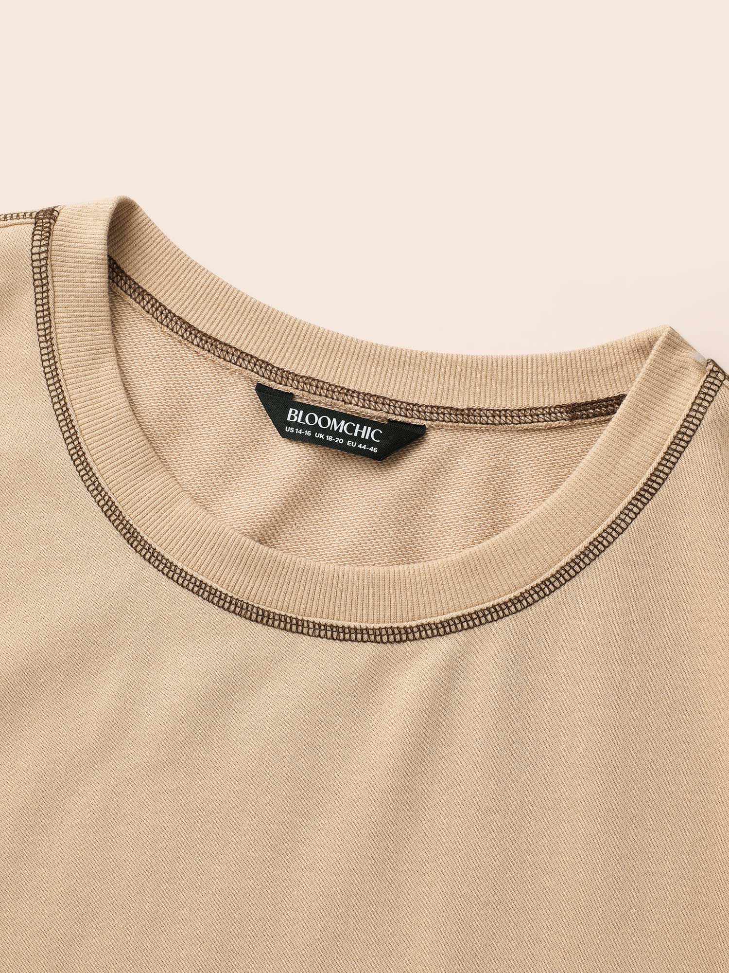 Round Neck Topstitching Patchwork Sweatshirt - Image 5
