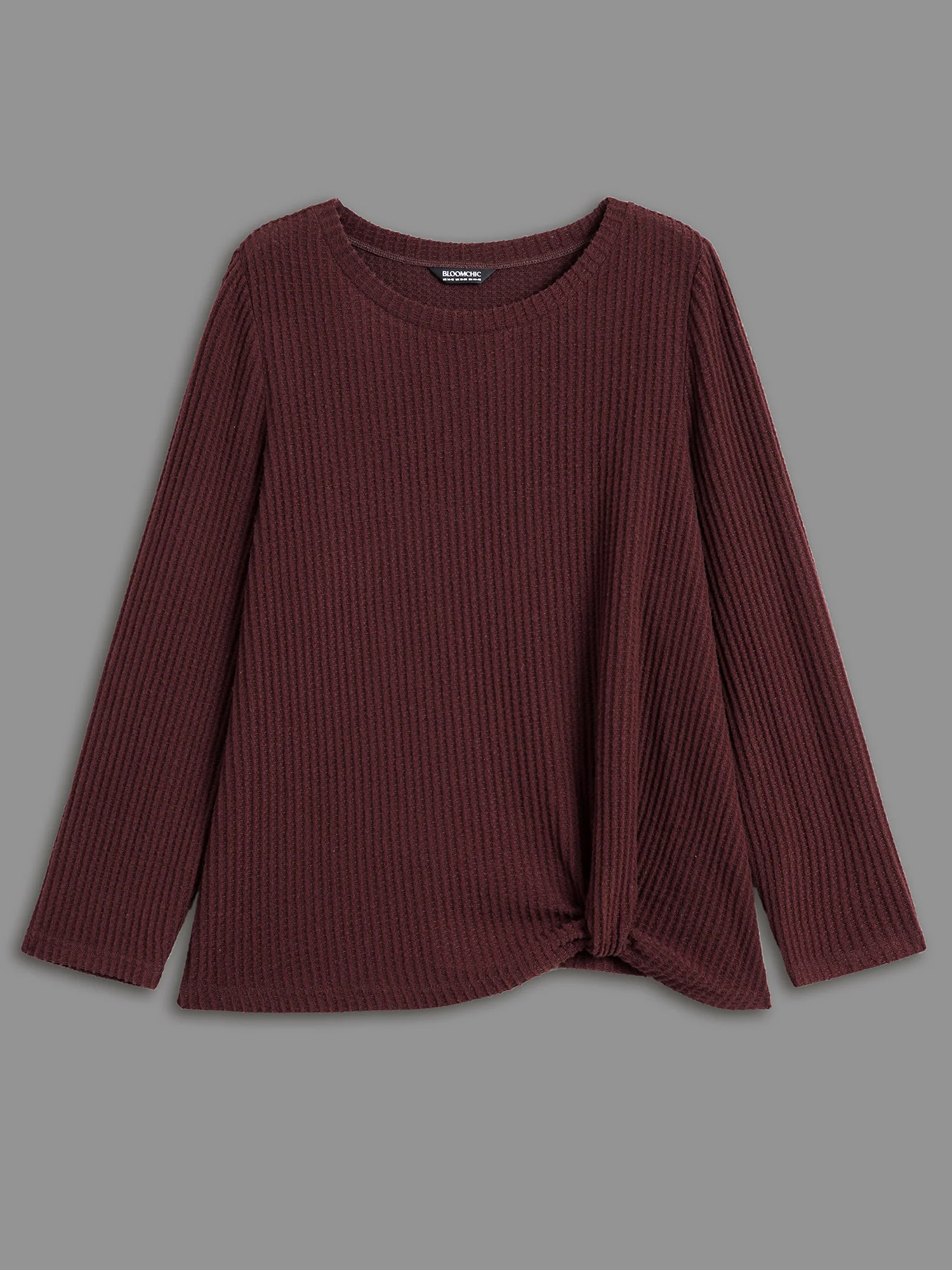 Round Neck Waffle Knit Twist Front T-shirt - Image 8