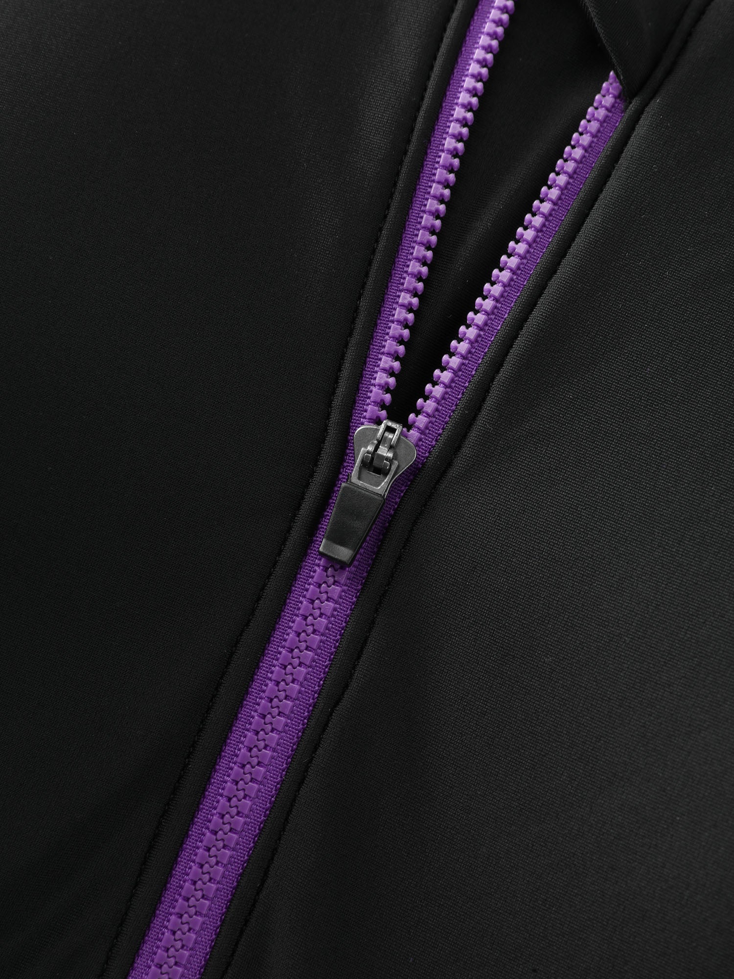 Round Neck Zipper Color Contrast Swim Dress - Image 9