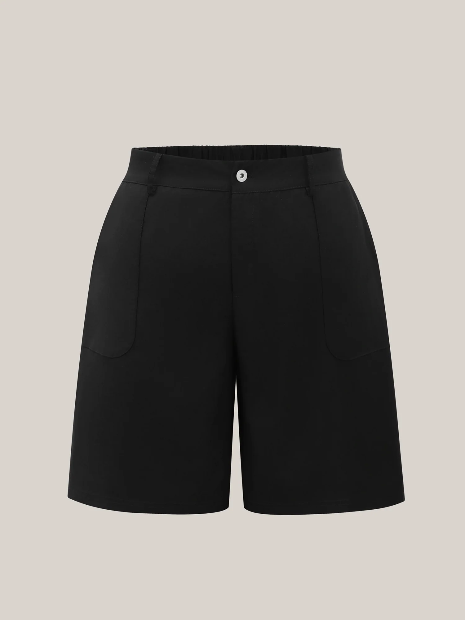 Rubber Waist Zipper Pockets Shorts - Image 8