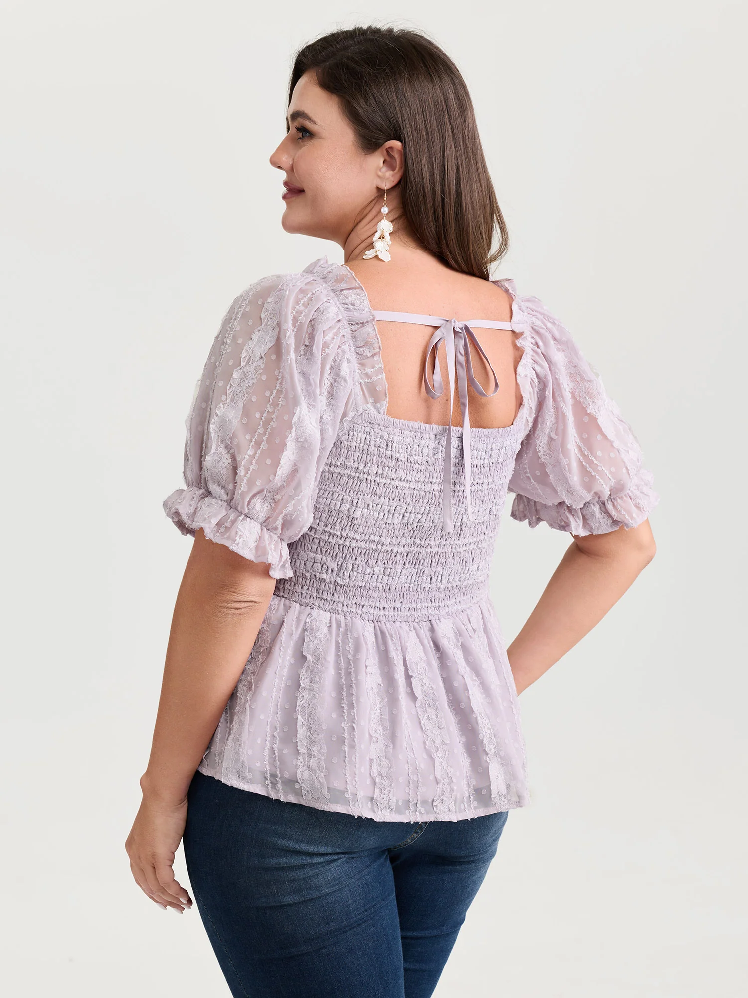 Ruched Adjustable Bodice Backless Tie Blouse - Image 4