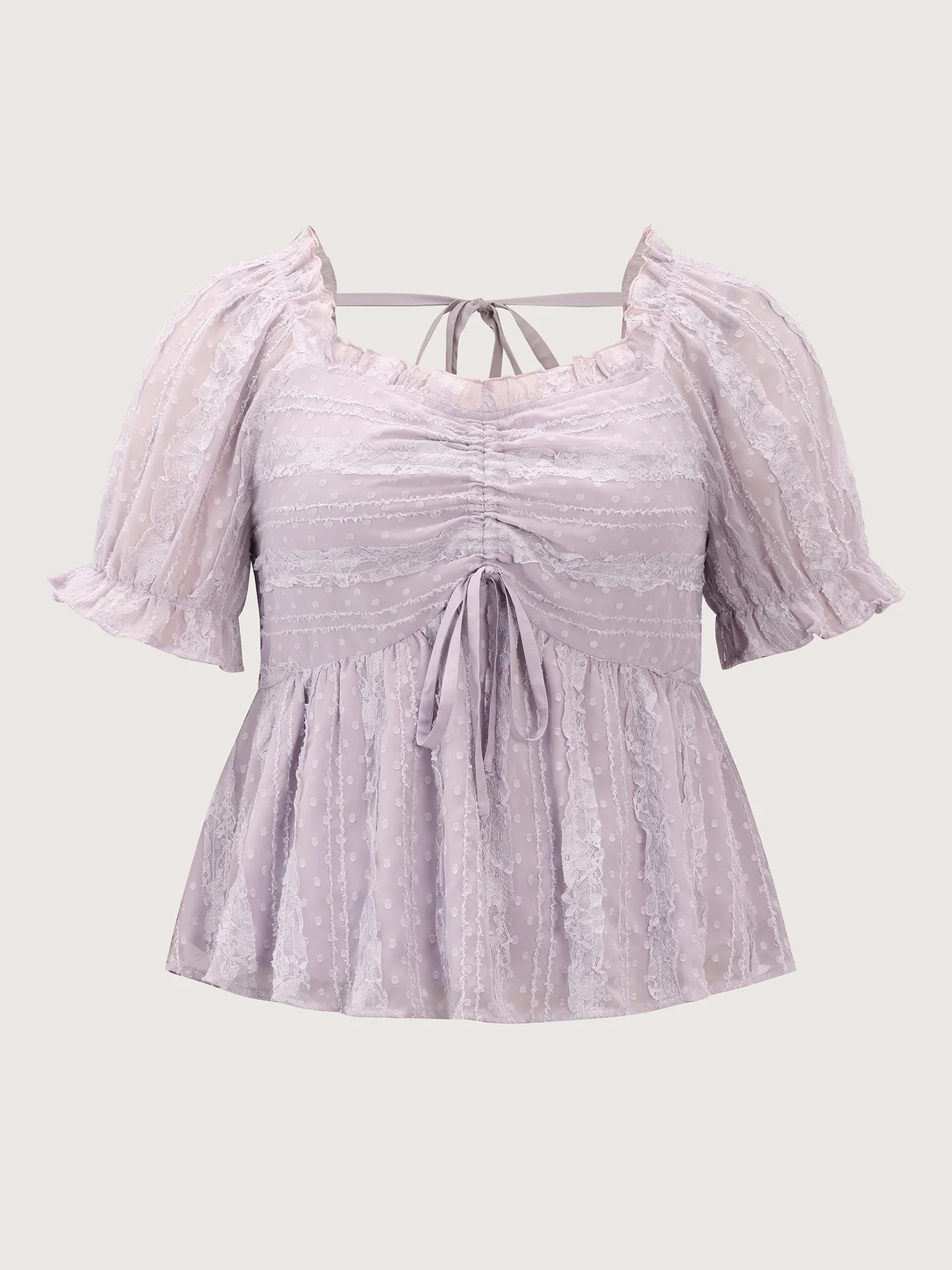 Ruched Adjustable Bodice Backless Tie Blouse - Image 7