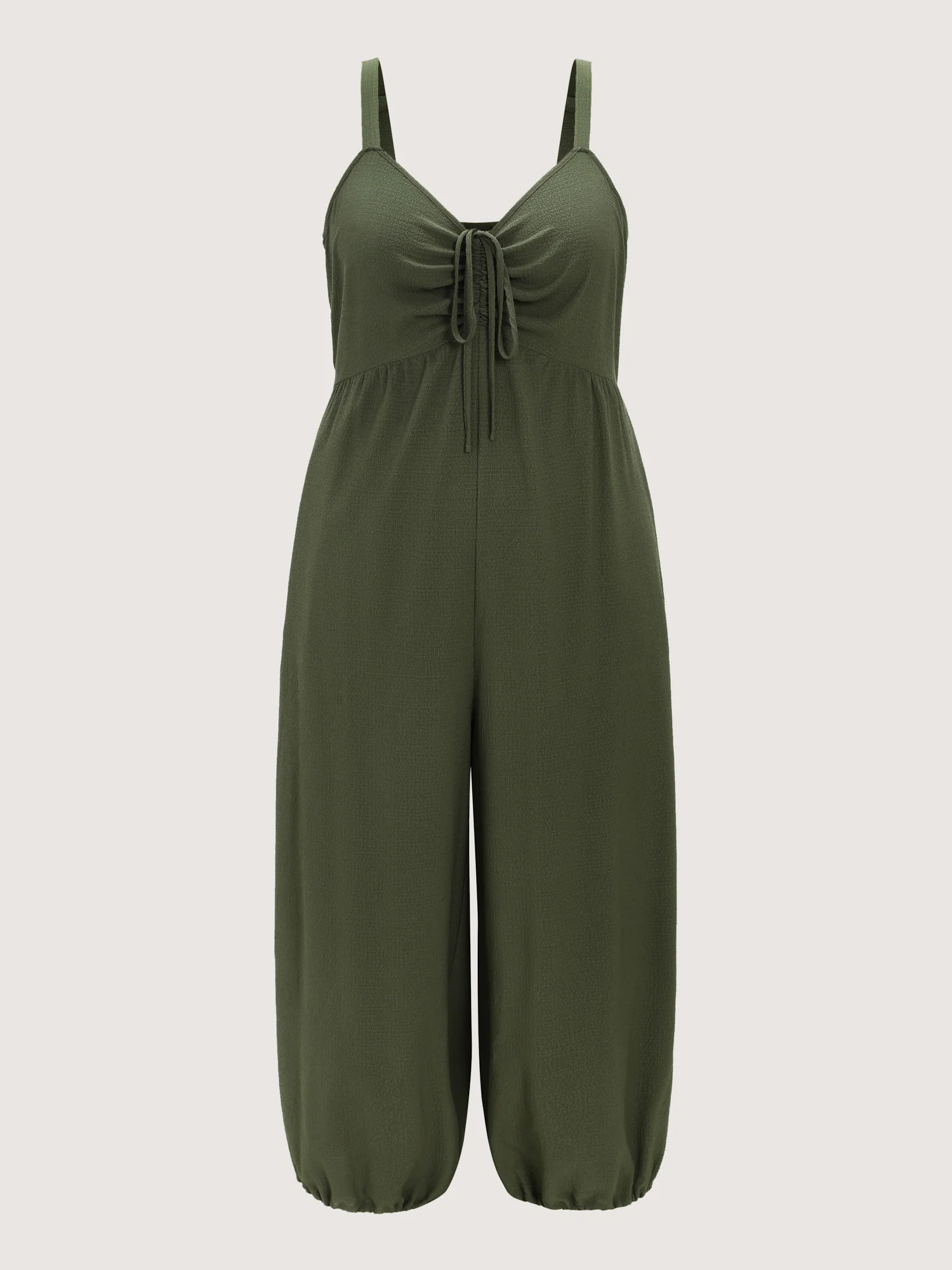 Ruched Adjustable Drawstring Bust Cuffed Jumpsuit - Image 7