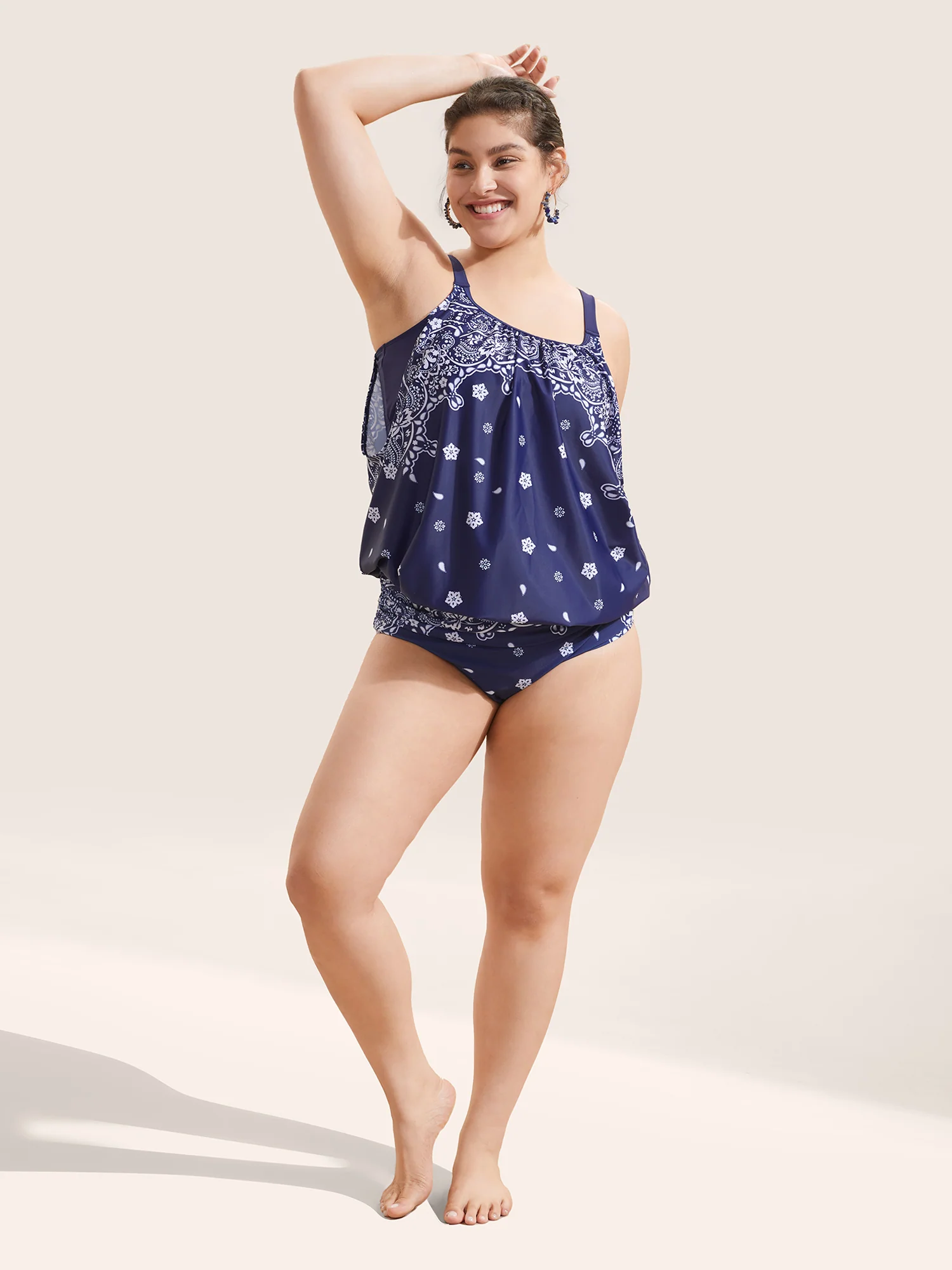 Ruched Bandana Print High Rise Swim Bottom - Image 3
