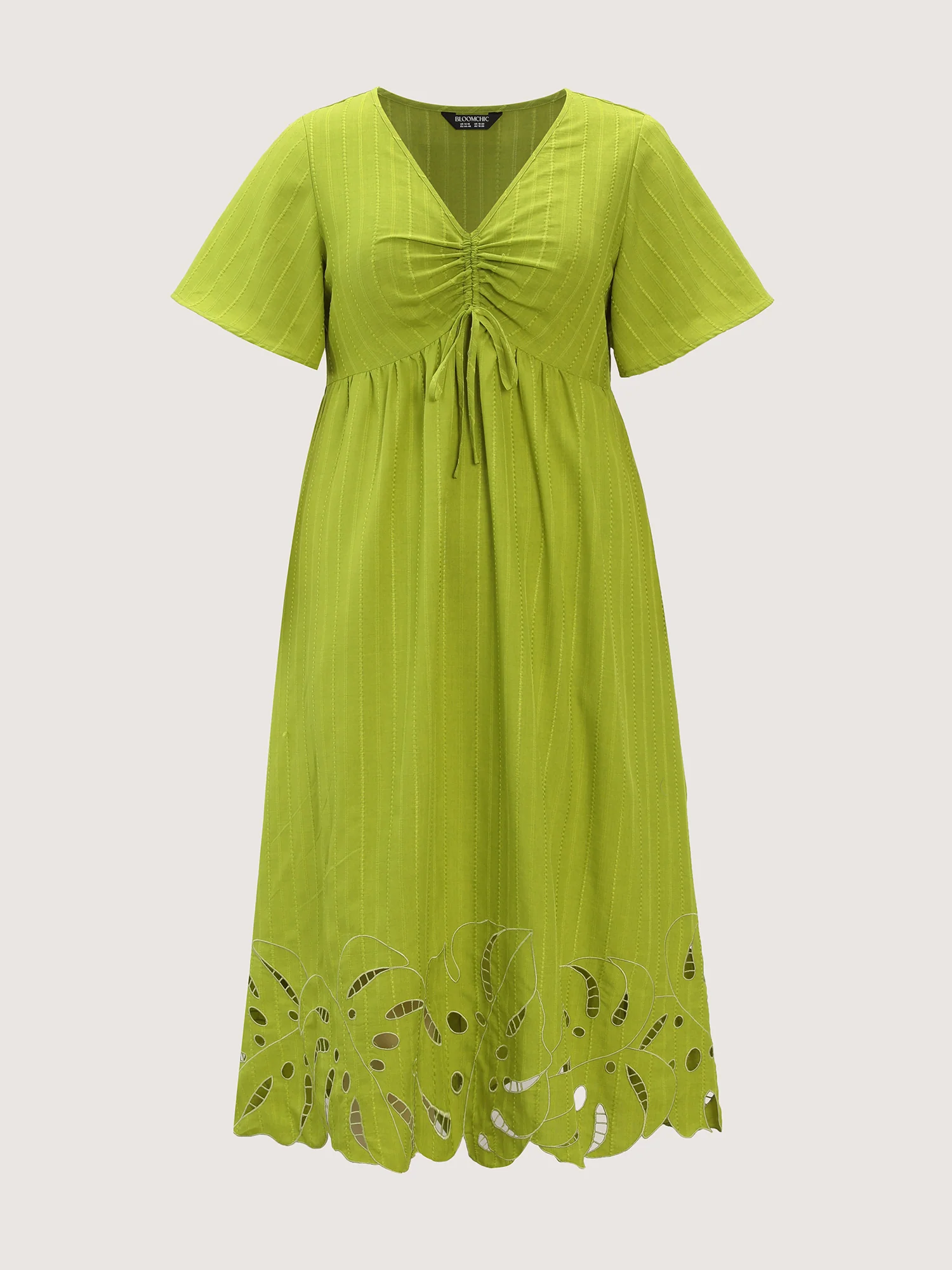 Ruched Bodice Embroidered Cut Out Midi Dress - Image 8