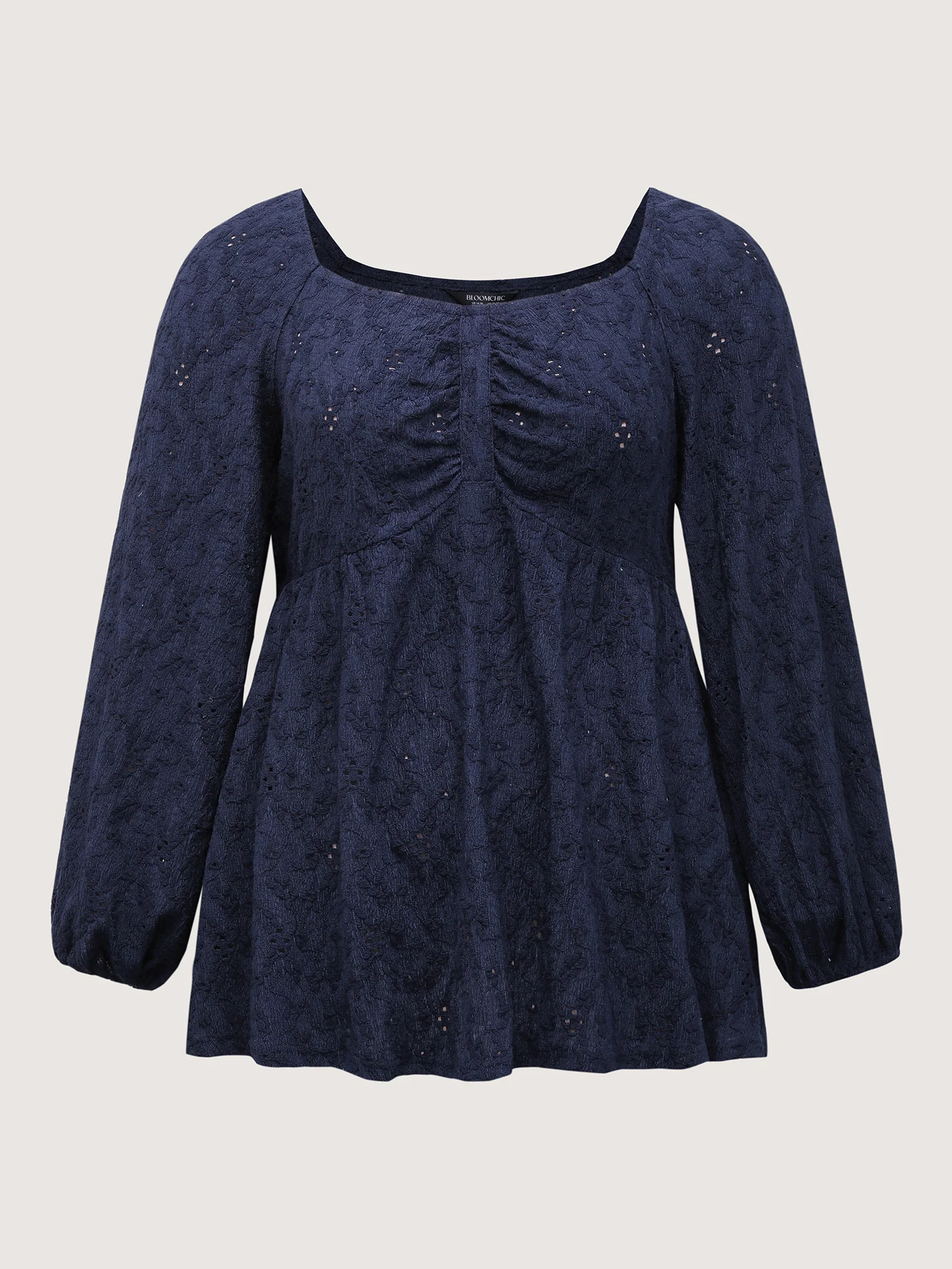 Ruched Bodice Lantern Sleeve Knit Top - Image 7