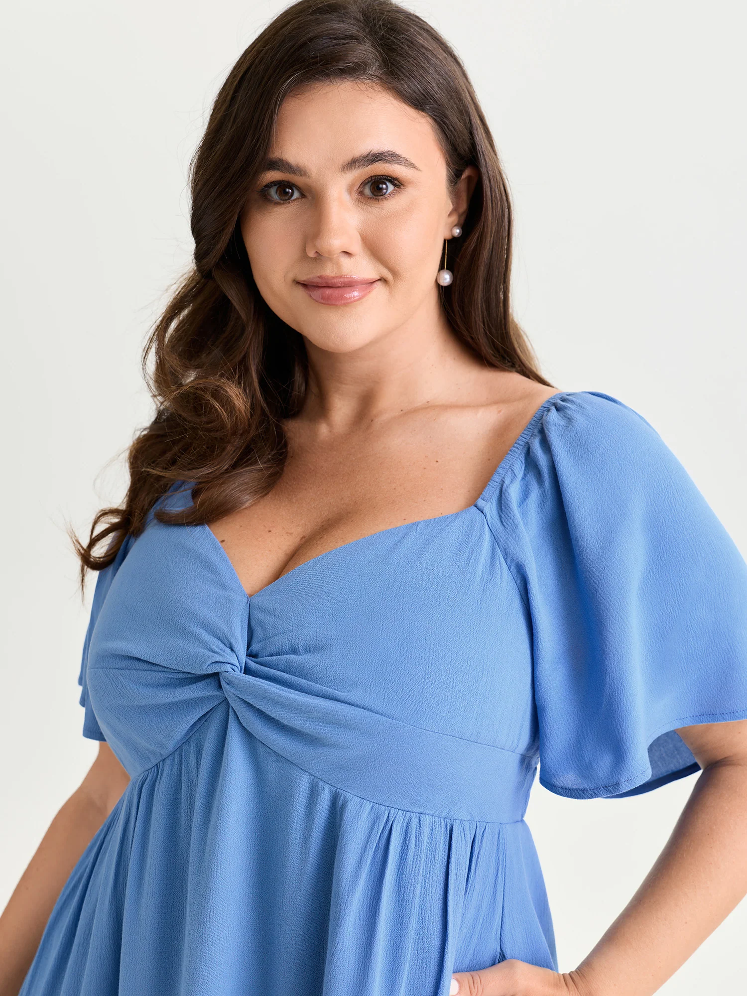 Ruched Bodice Stretchy Flowy Midi Dress - Image 2