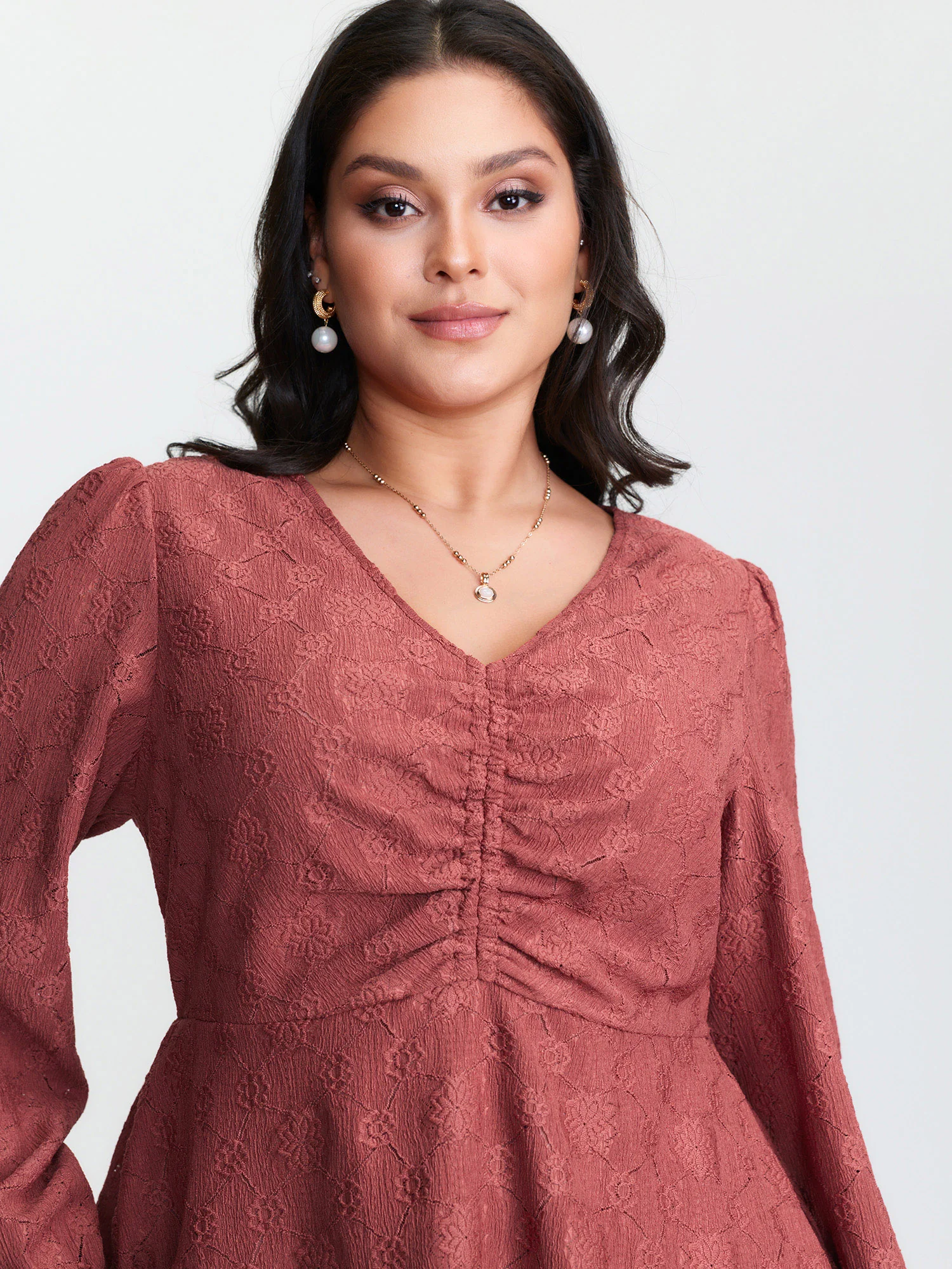 Ruched Bodice Textured Adjustable Knit Top - Image 3