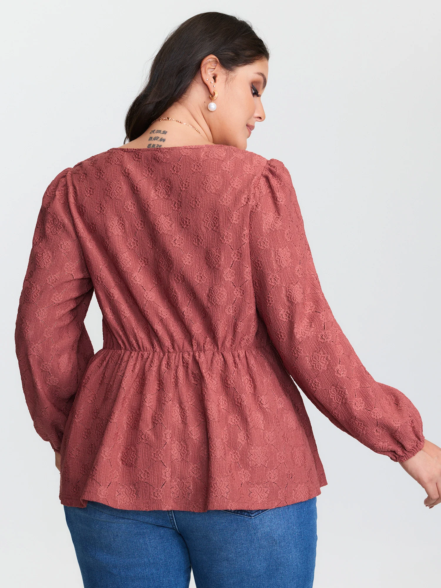 Ruched Bodice Textured Adjustable Knit Top - Image 4