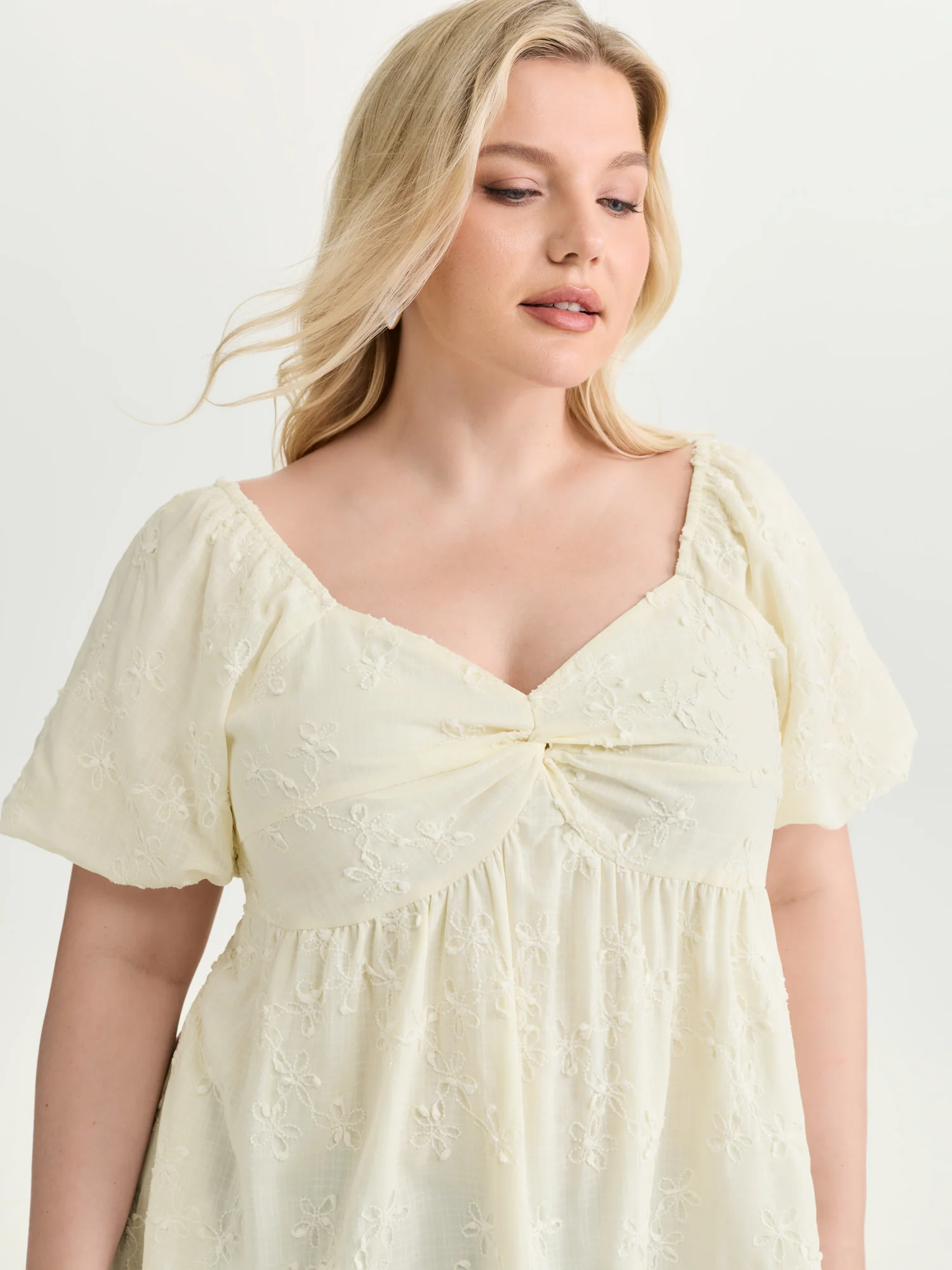 Ruched Bodice Textured Babydoll Blouse - Image 2