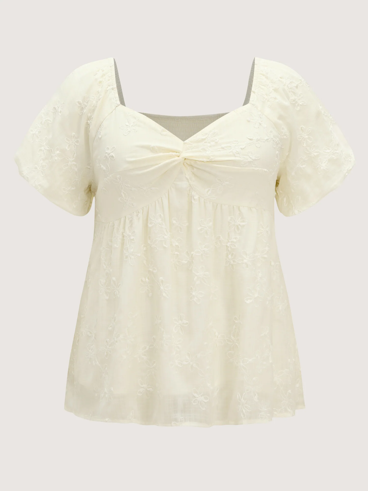 Ruched Bodice Textured Babydoll Blouse - Image 7