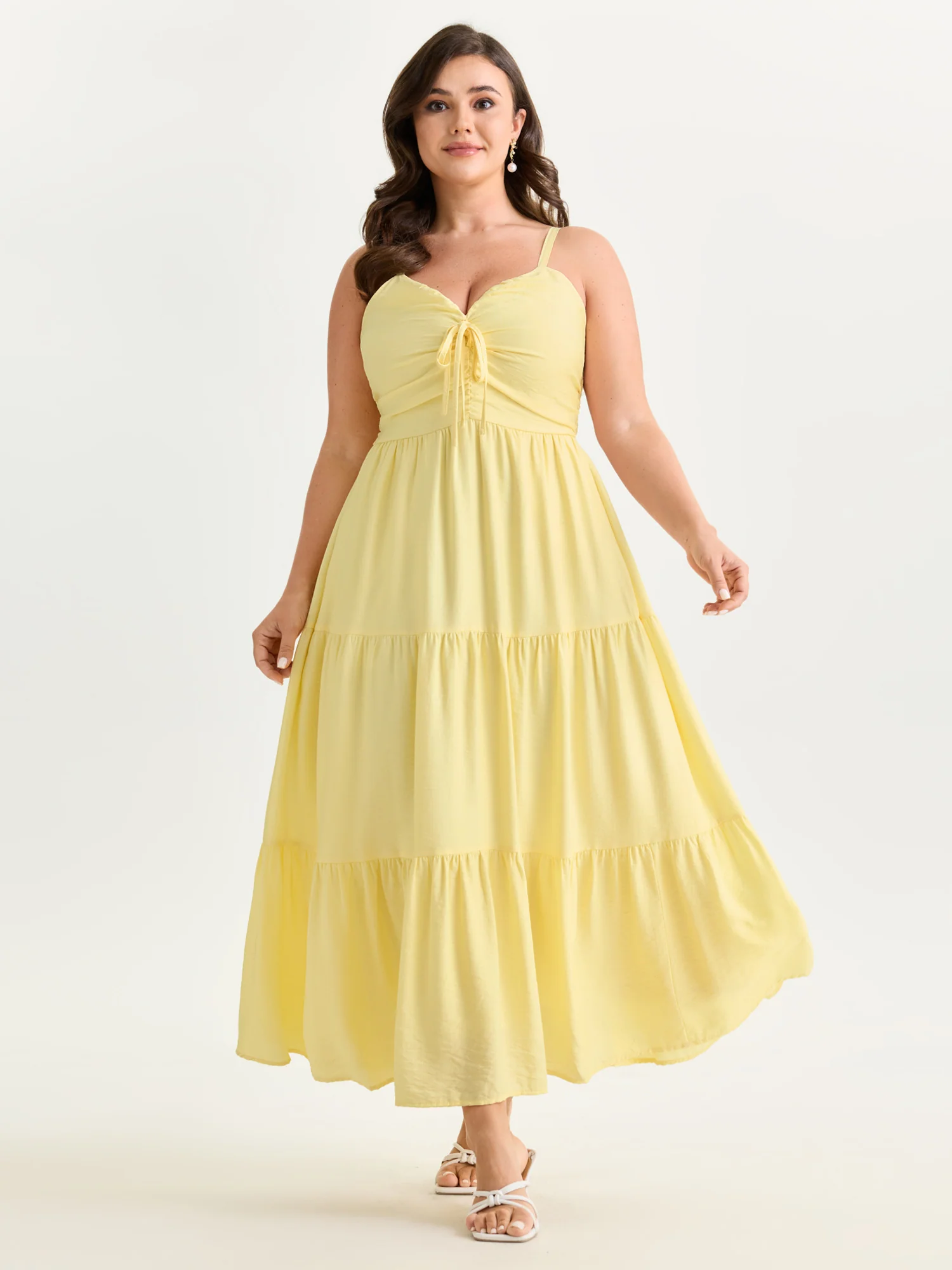 Ruched Bodice Tiered Flowy Maxi Dress - Image 3