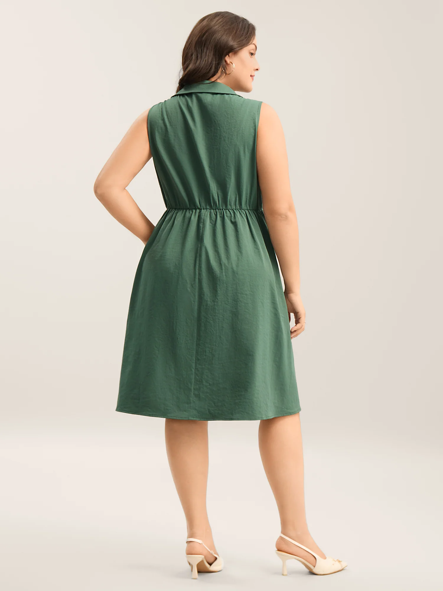 Ruched Cinched-Waist Shirt Dress - Image 4
