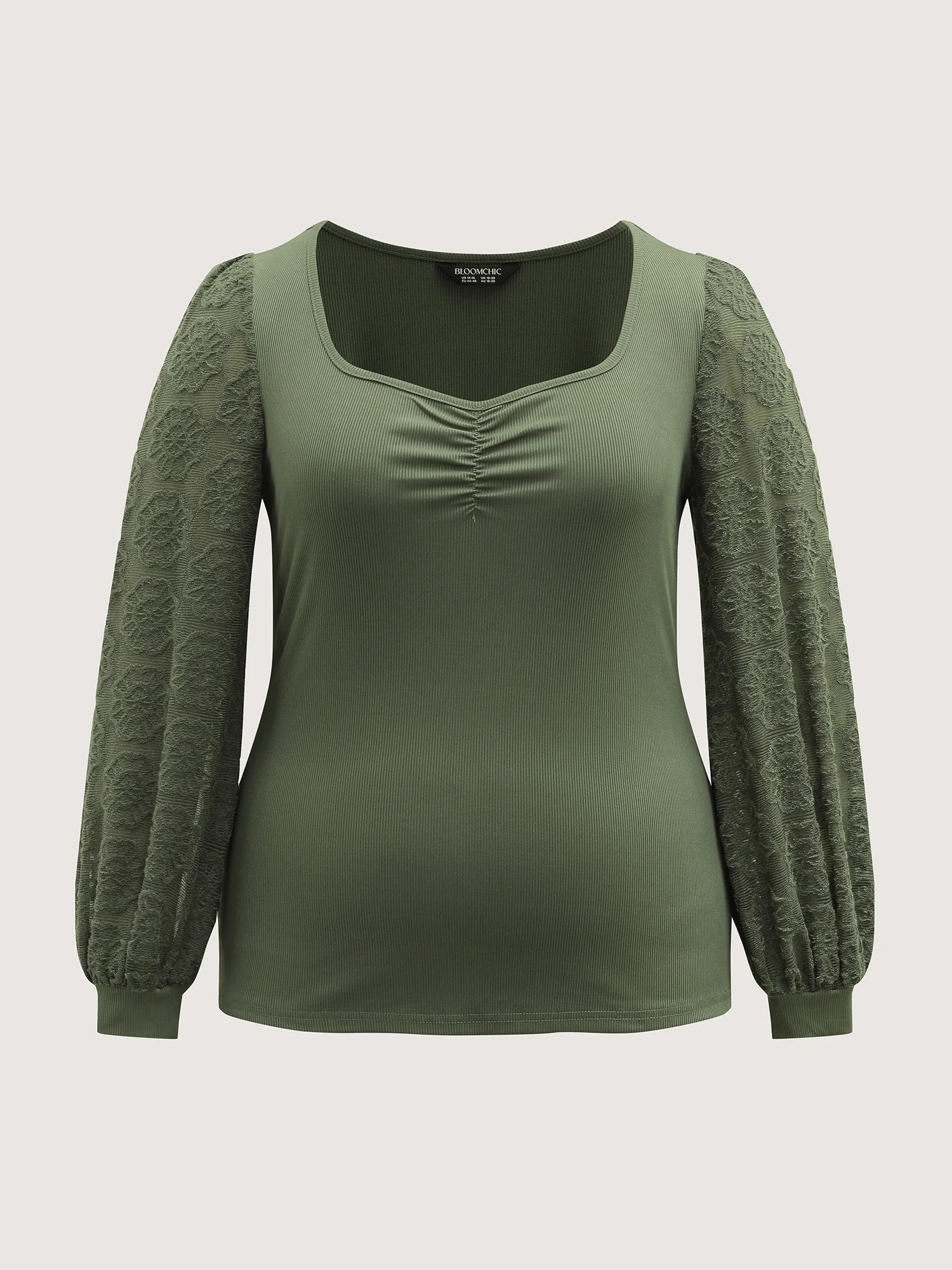 Ruched Deep-Neckline Solid Knit Top - Image 7
