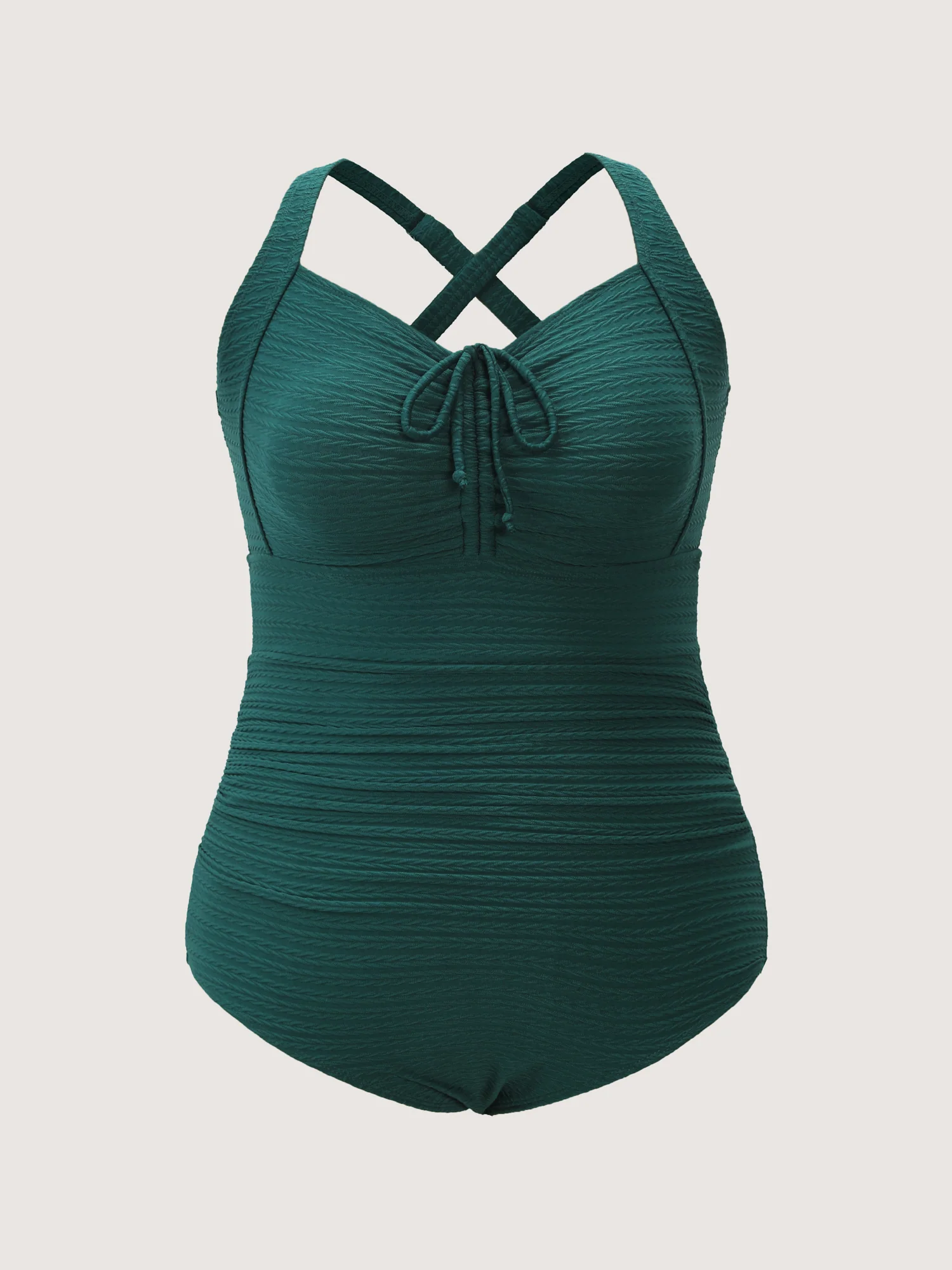 Ruched Drawstring Front Shirred One-Piece Swimsuit - Image 7