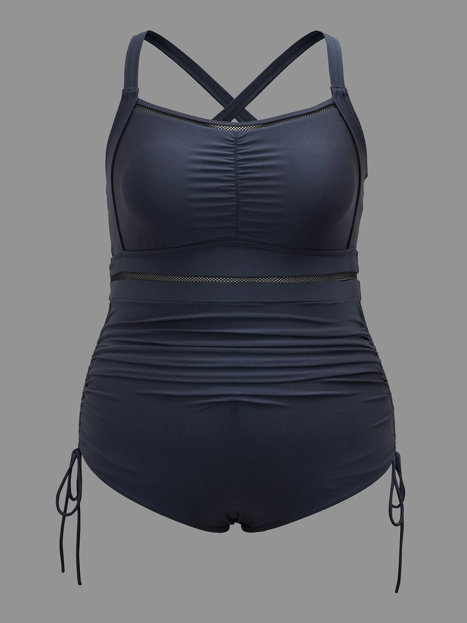 Ruched Front Adjustable Drawstring One-Piece Swimsuit - Image 7