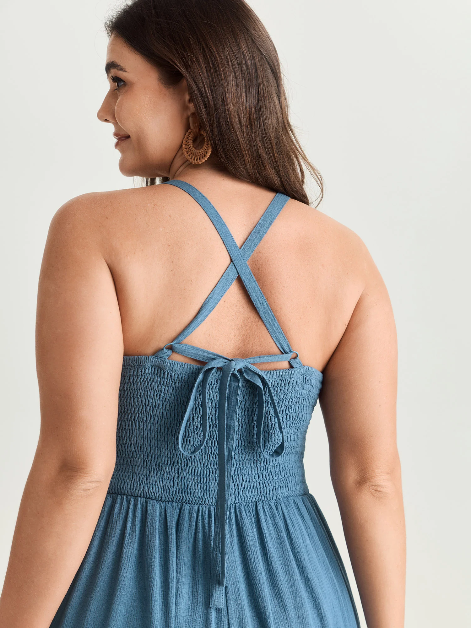Ruched Front Crisscross Back Tie Jumpsuit - Image 5