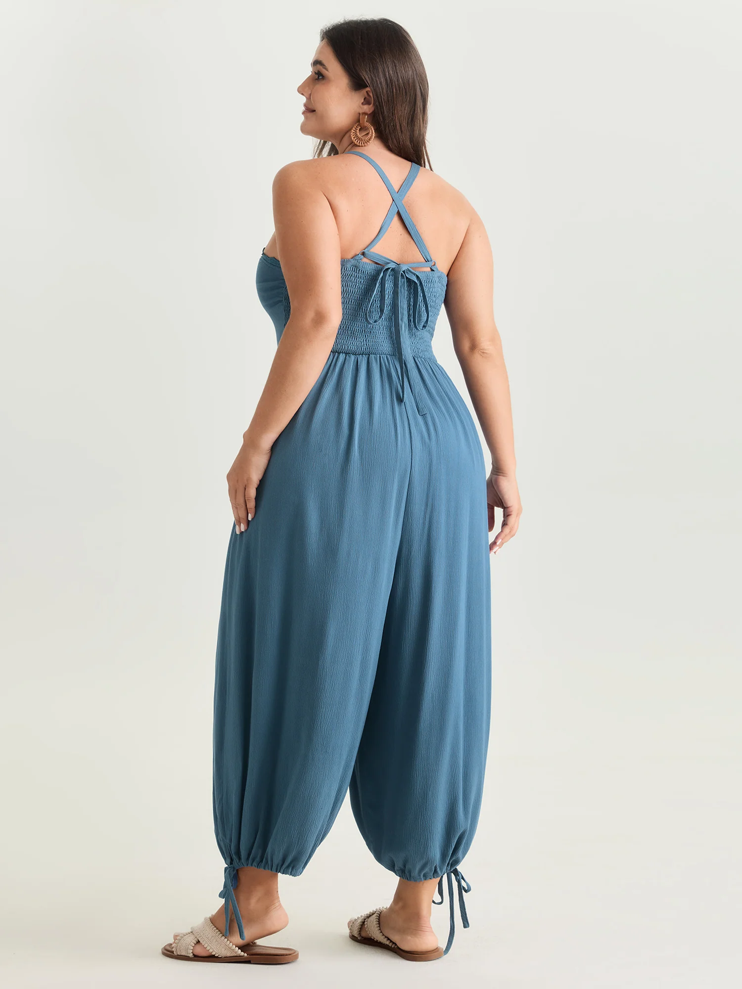 Ruched Front Crisscross Back Tie Jumpsuit - Image 6
