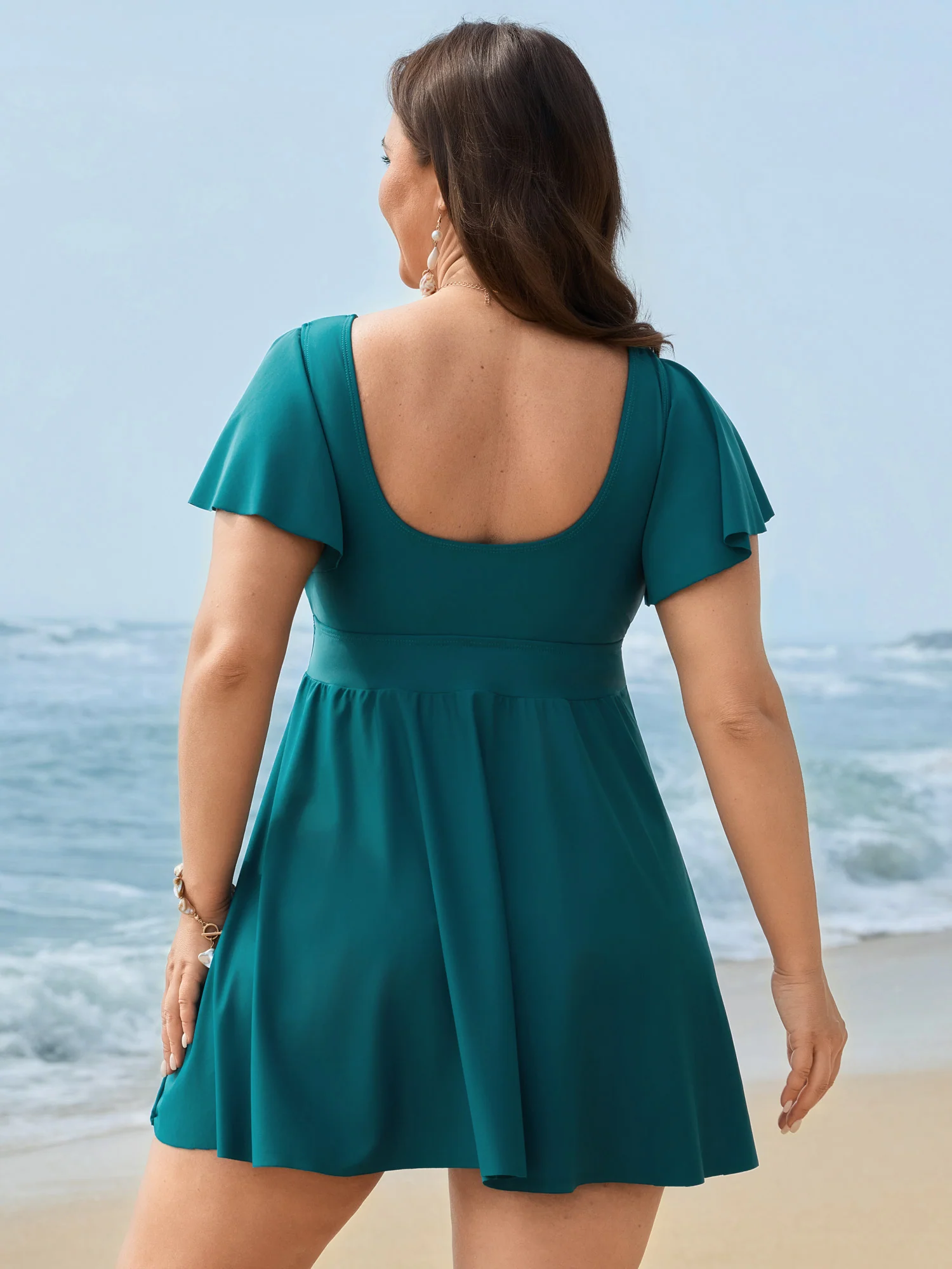 Ruched Front-Tie Flowy Swim Dress - Image 5