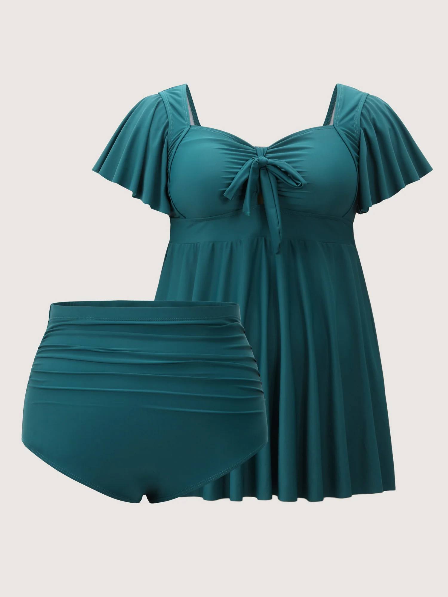 Ruched Front-Tie Flowy Swim Dress - Image 6