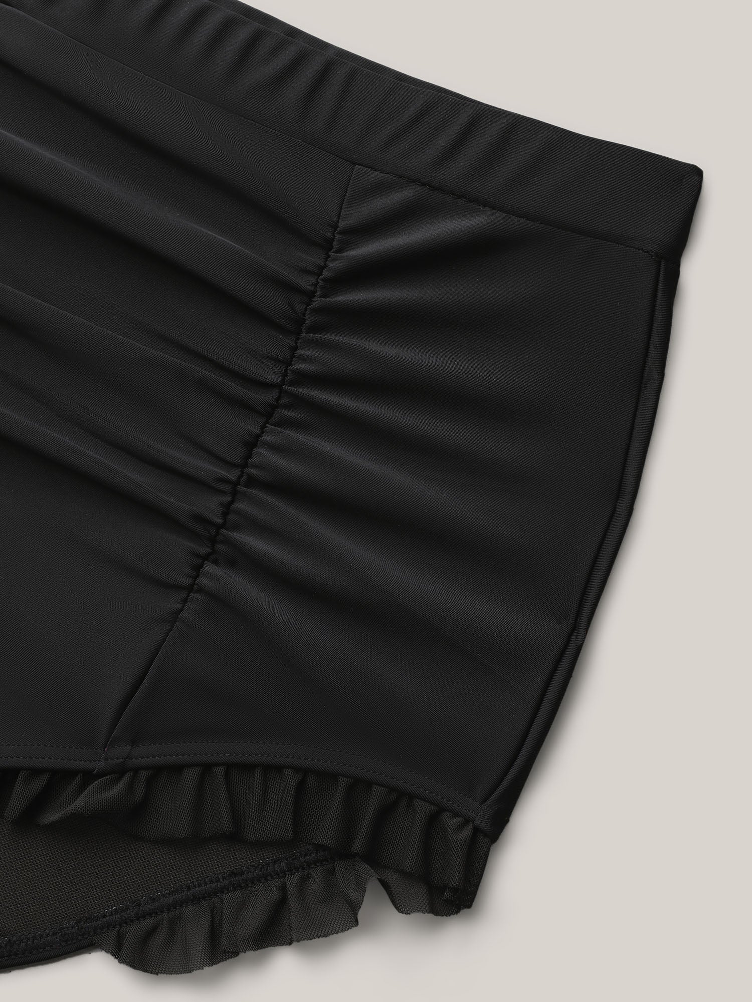 Ruched Mesh Seamed Ruffle Trim Bikini Bottoms - Image 7