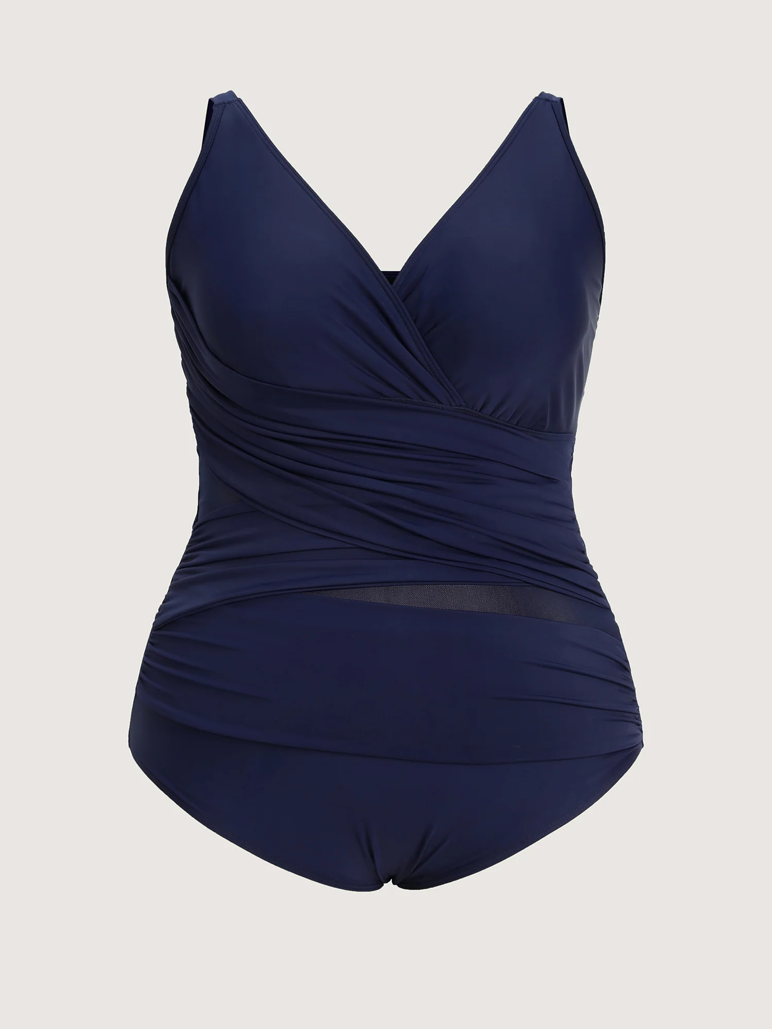 Ruched Mesh Tummy-Control One-Piece Swim - Image 7