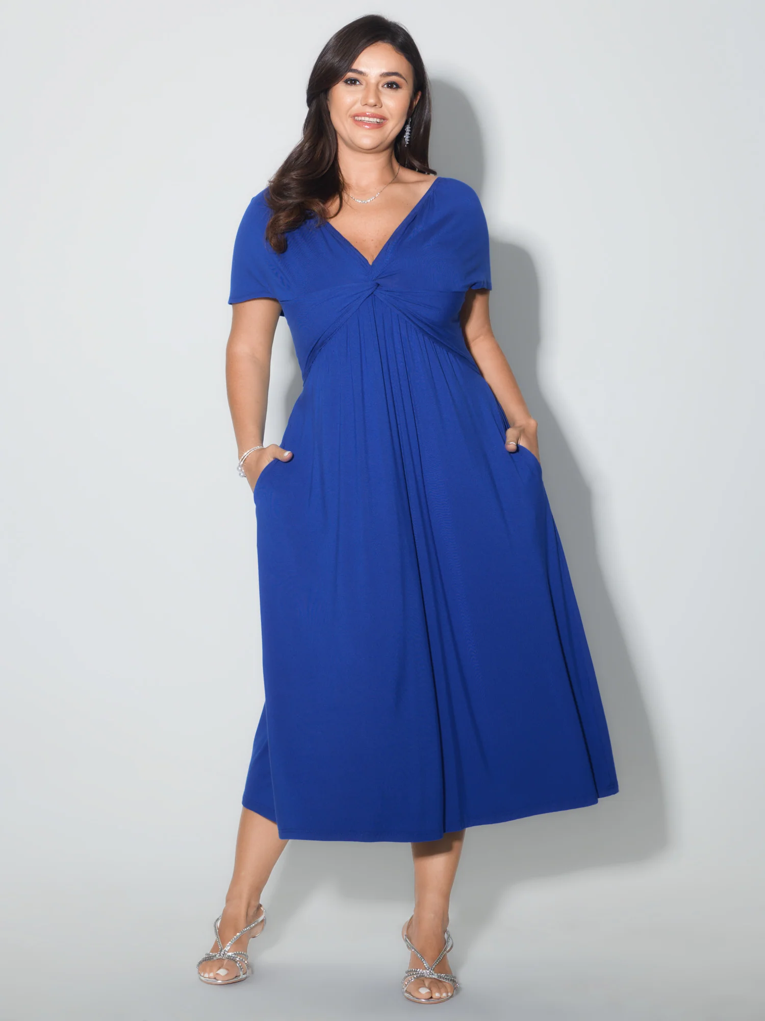 Supersoft Ruched Off-Shoulder Pocket Midi Dress - Image 3