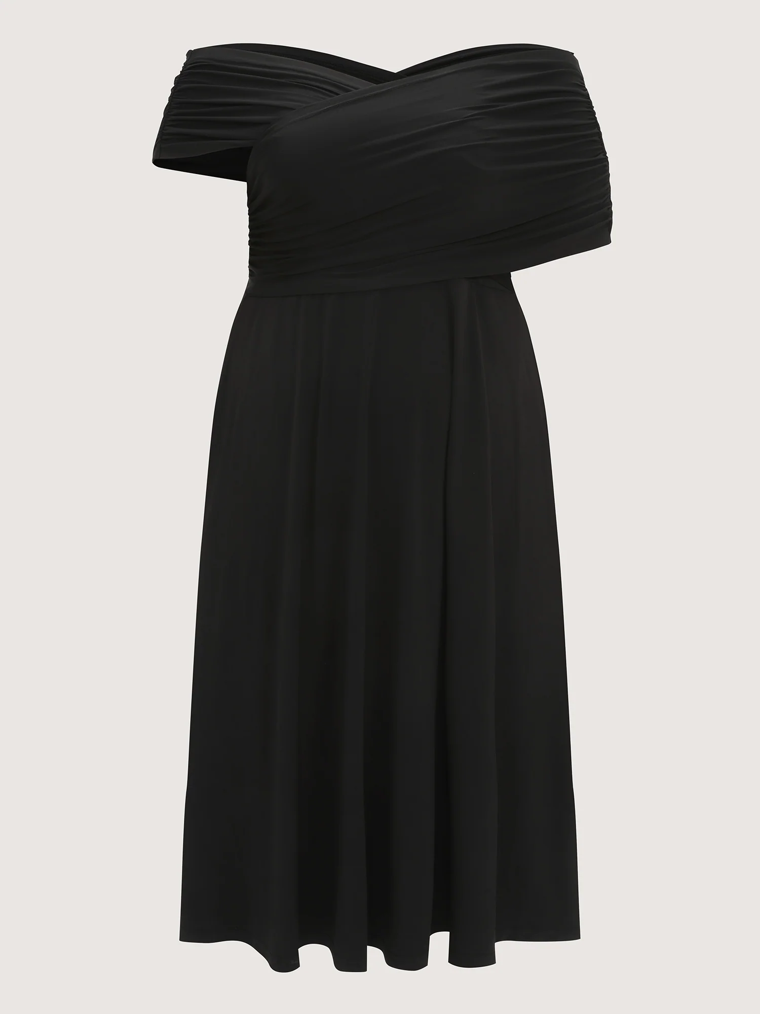 Ruched Overlap Bodice Fit And Flare Midi Dress - Image 8