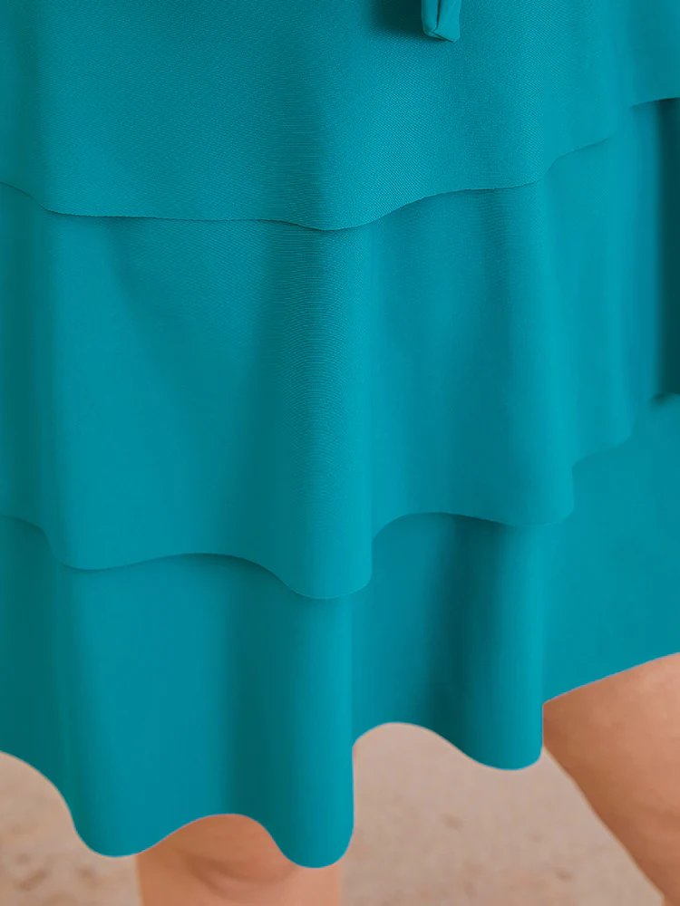Ruched Ruffle Tiered Knot Front Swim Dress - Image 10