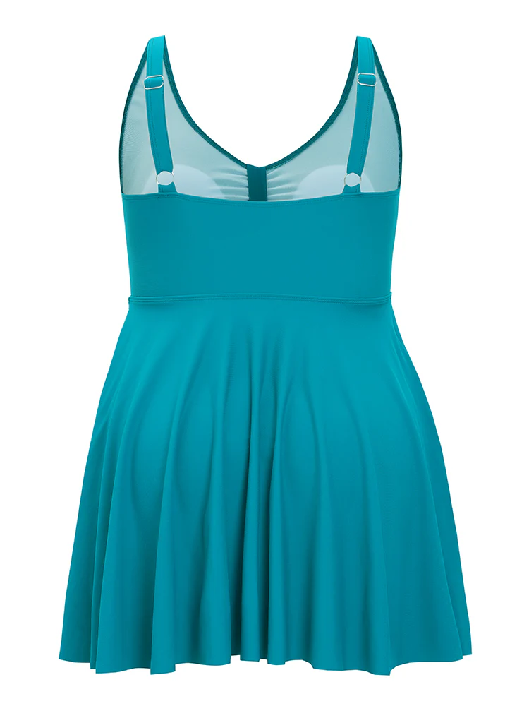 Ruched Ruffle Tiered Knot Front Swim Dress - Image 13