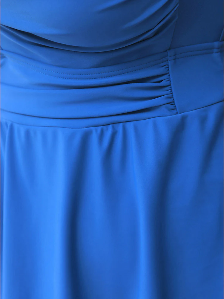Ruched Sculpt Waist Crossover Adjustable Straps Swim Dress - Image 6