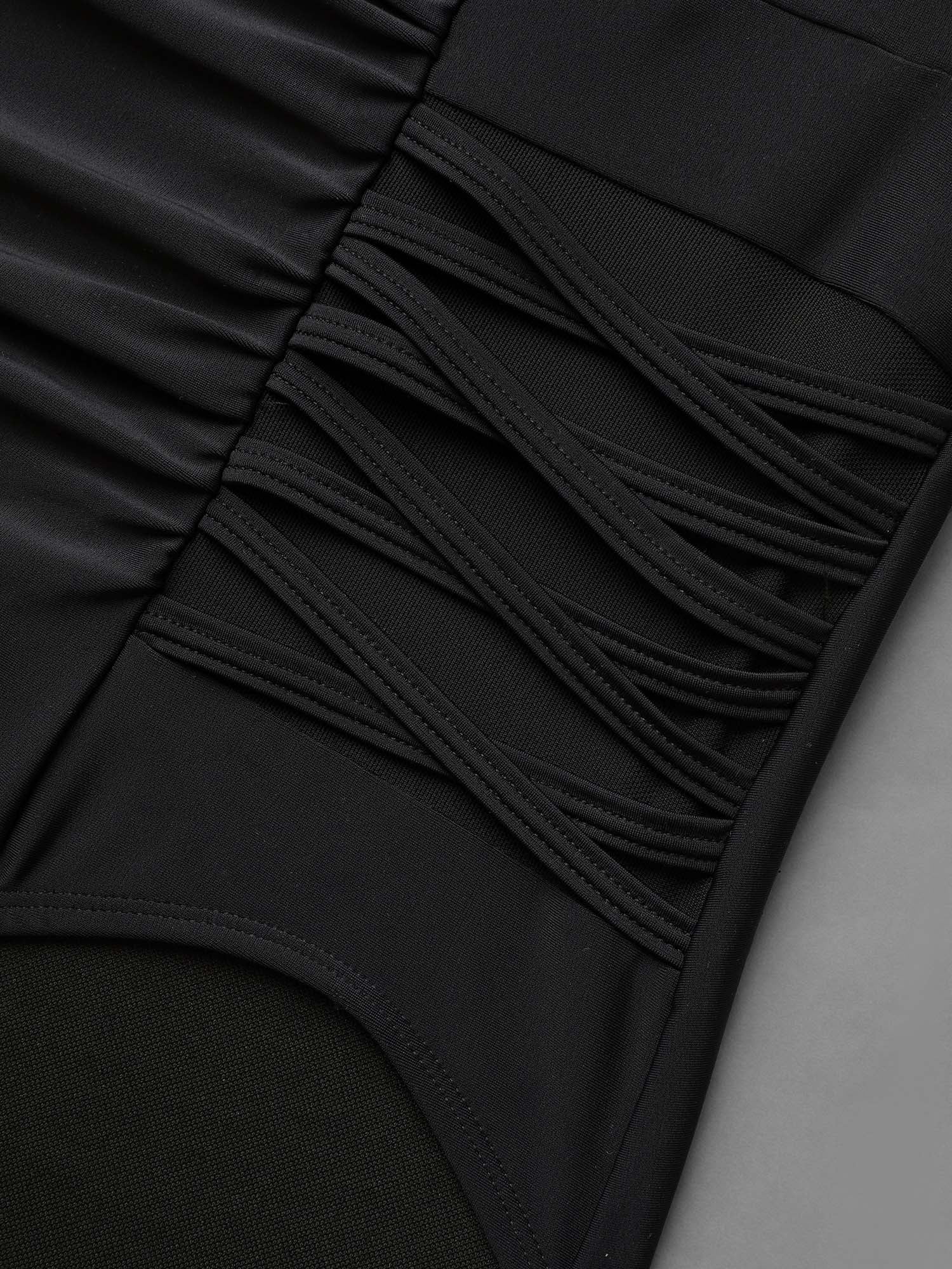 Ruched See Through Solid One-Piece Swimsuit - Image 6