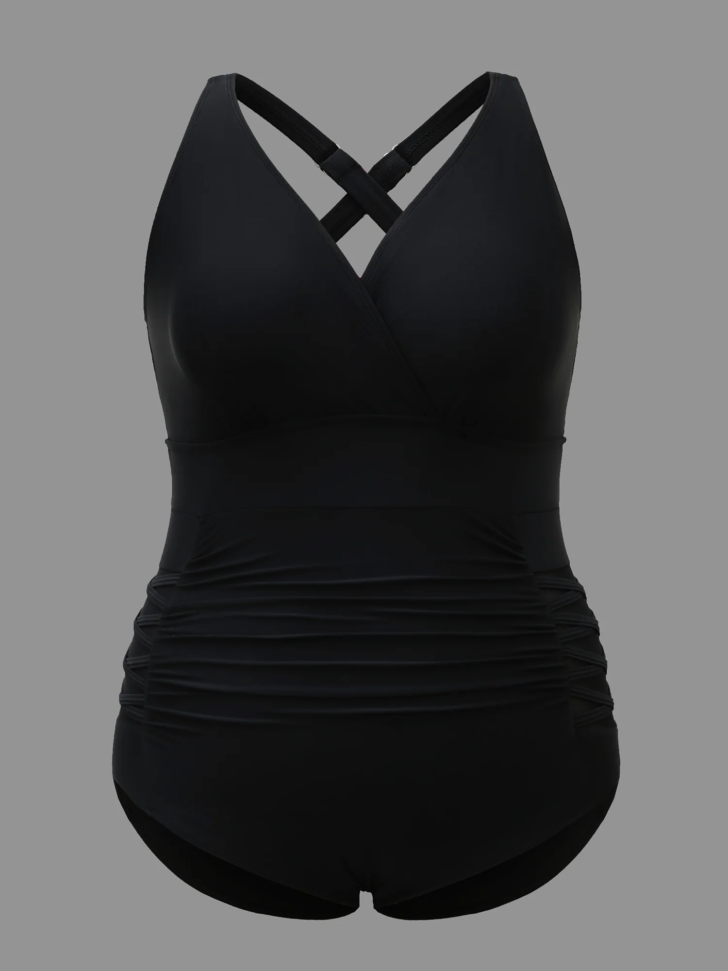 Ruched See Through Solid One-Piece Swimsuit - Image 8