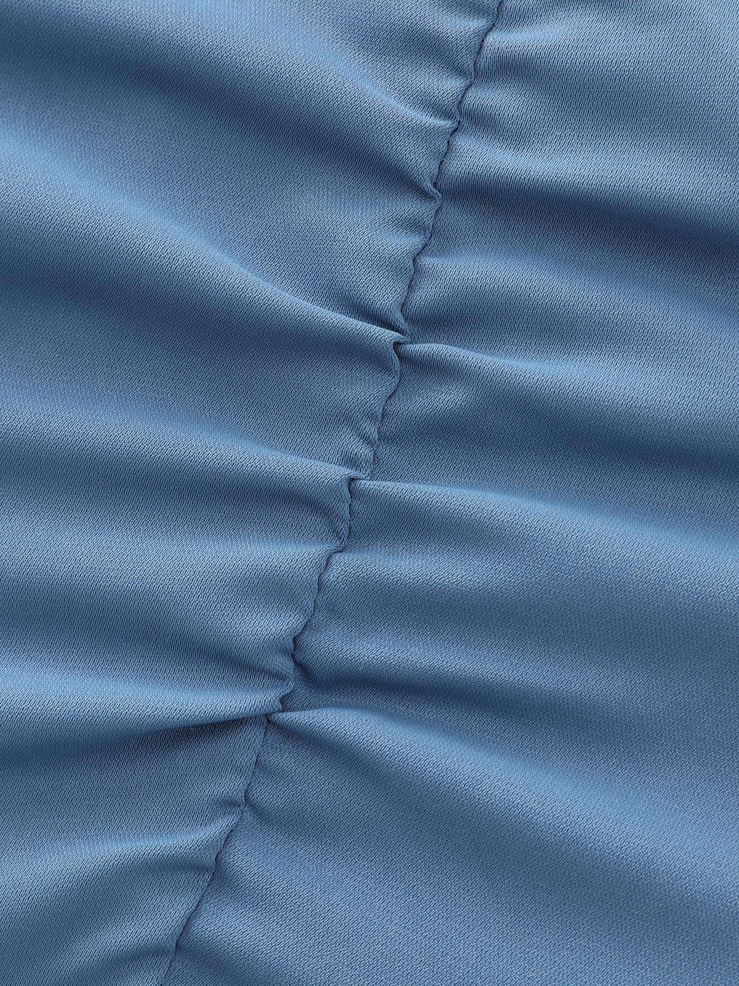 Ruched Shirred Back Layered Sleeve Midi Dress - Image 7