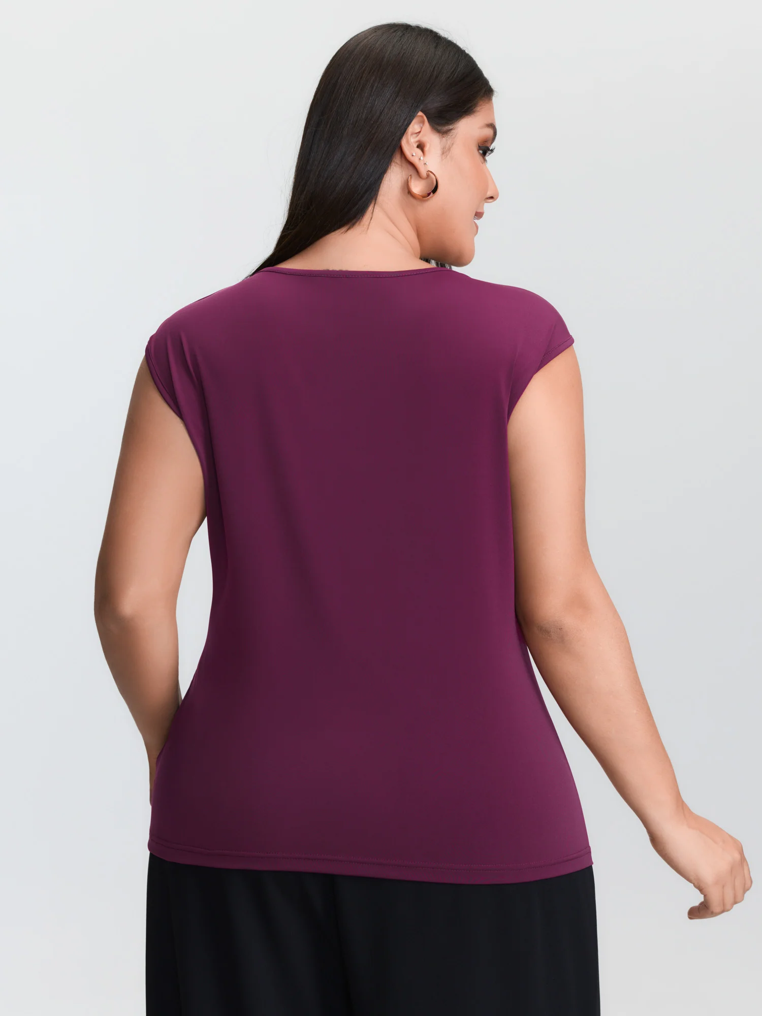 Ruched Side Knotted Plain Knit Top - Image 5