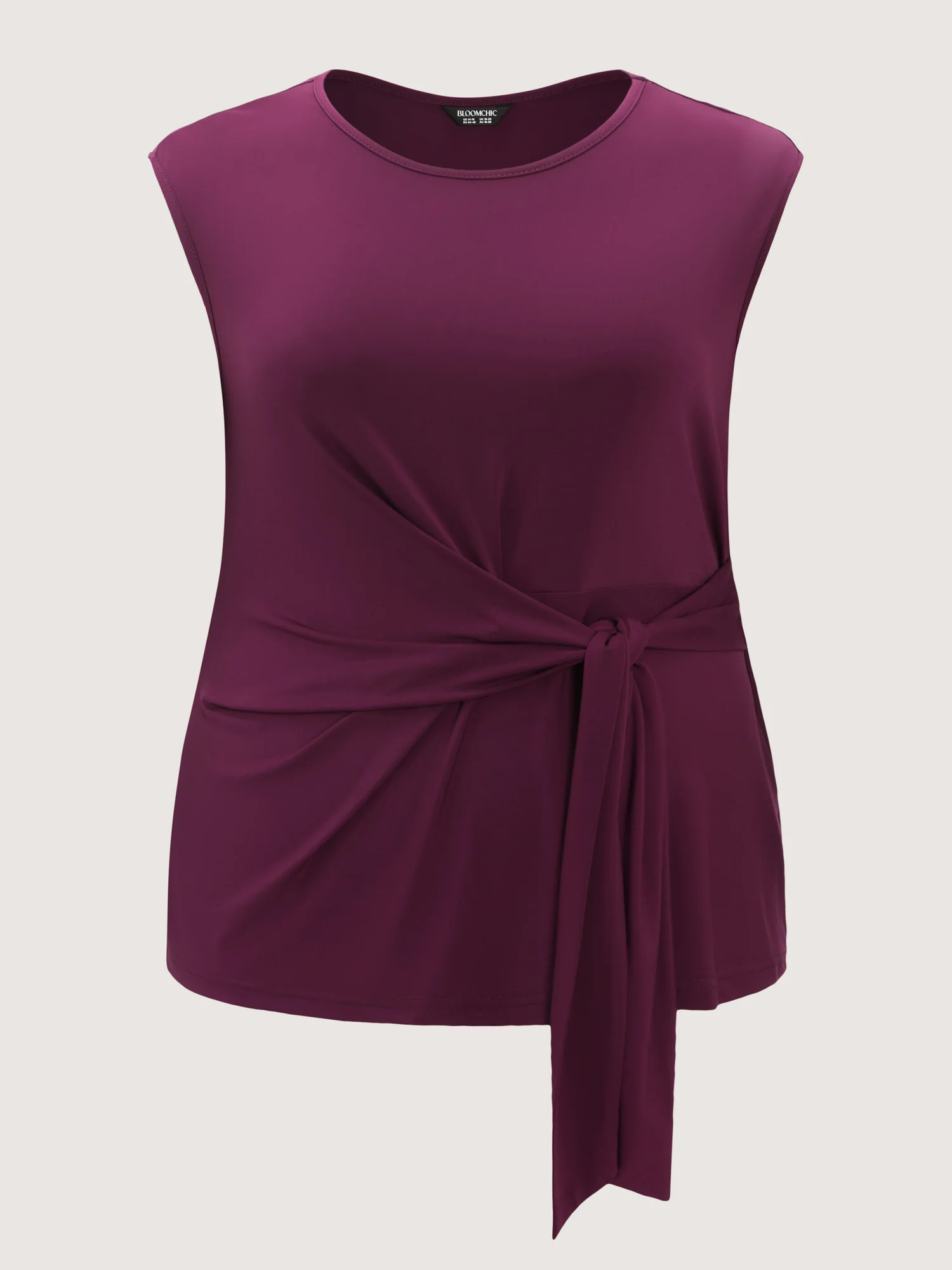 Ruched Side Knotted Plain Knit Top - Image 7