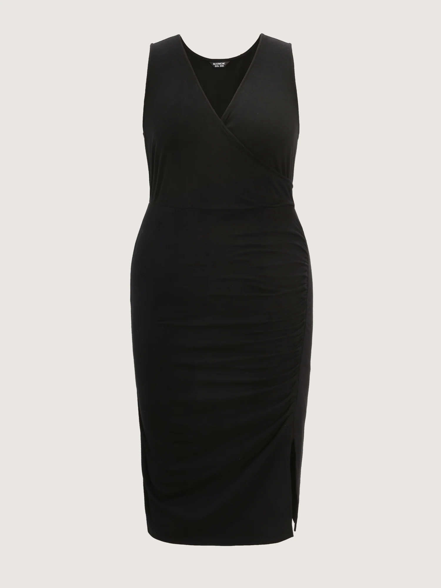 Ruched Side Slit V-Neck Midi Dress - Image 7