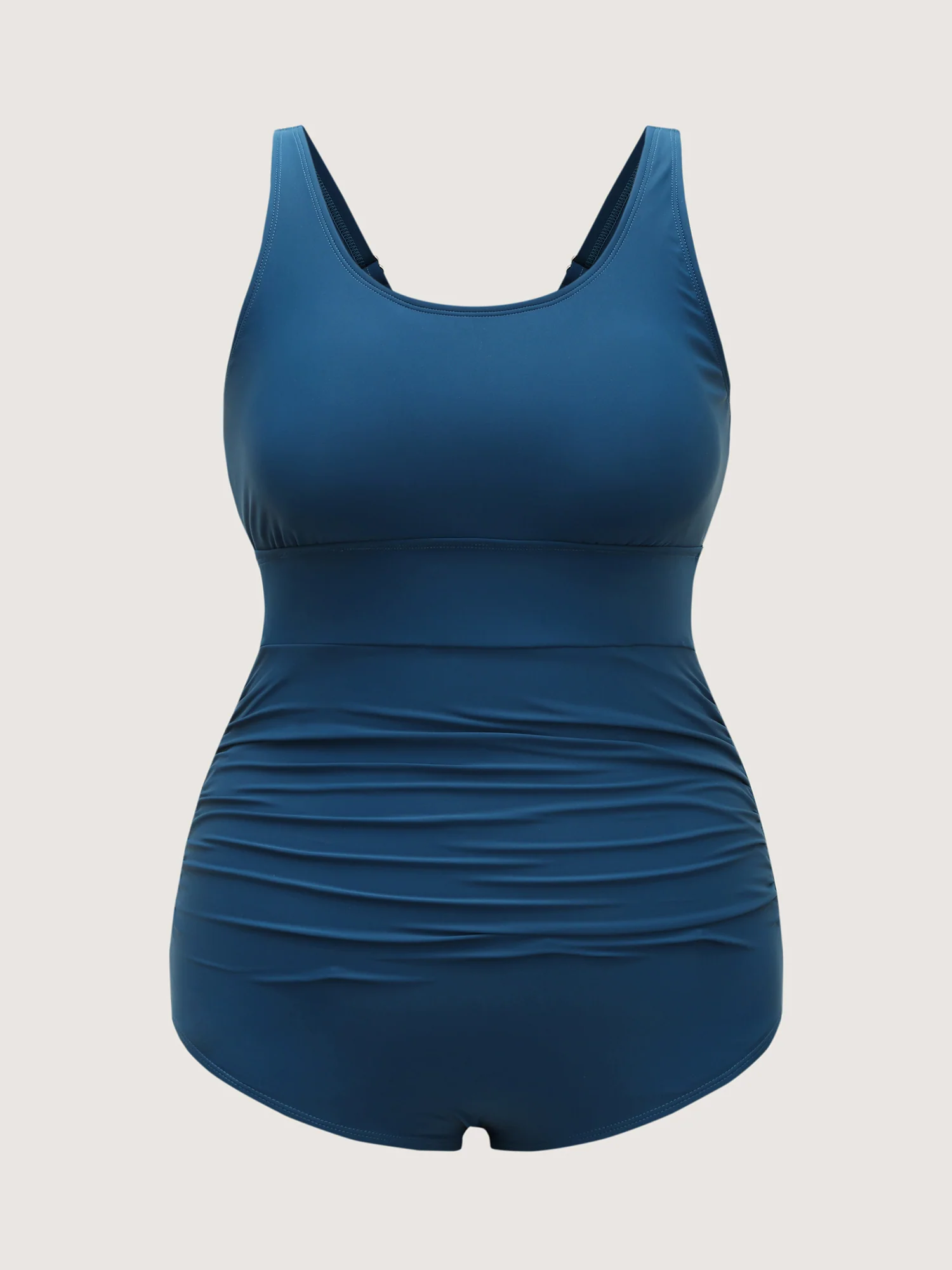Ruched Solid One-Piece Swimsuit - Image 7