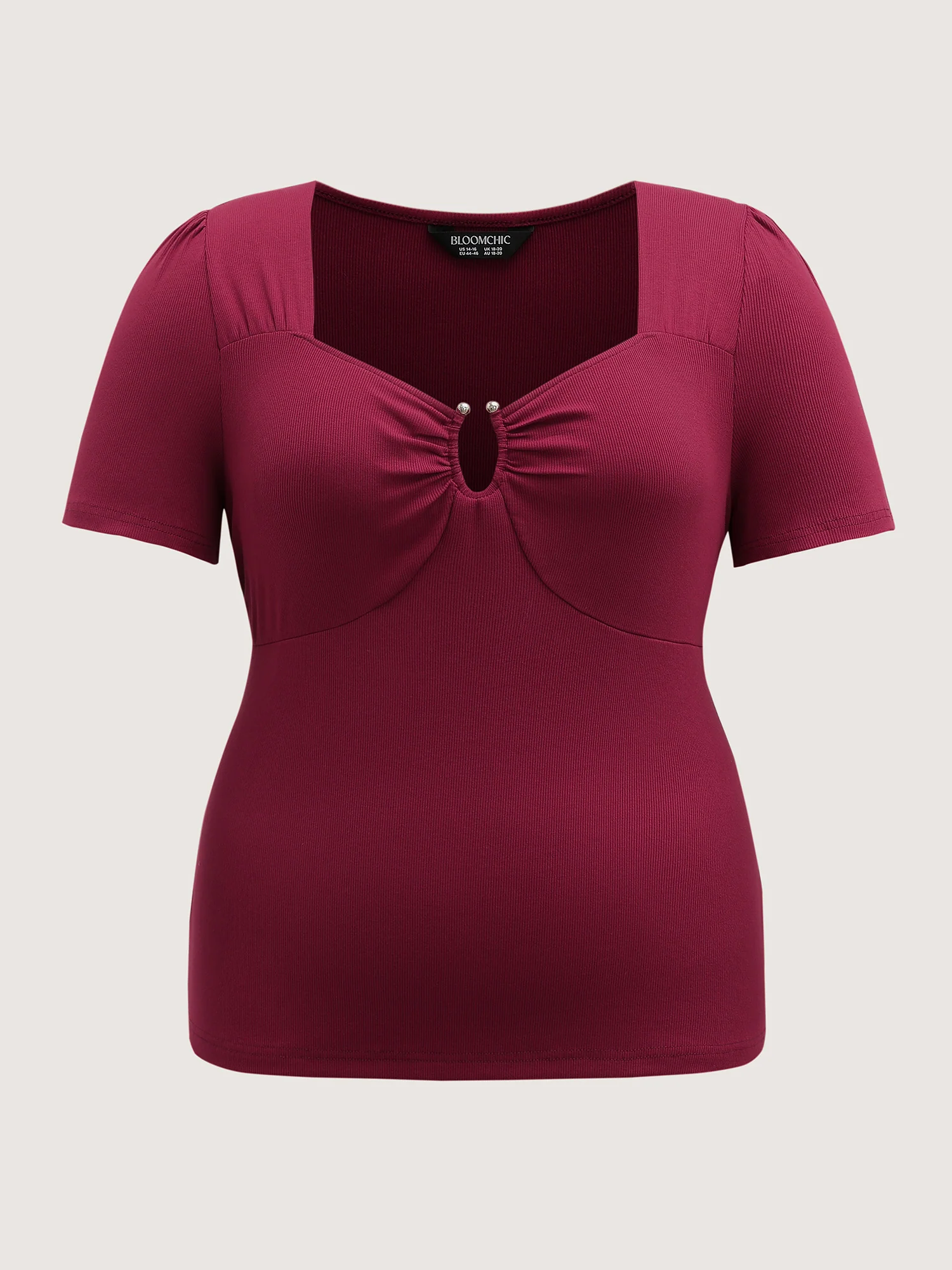 Ruched Stretchy Fitted Solid T-Shirt - Image 7
