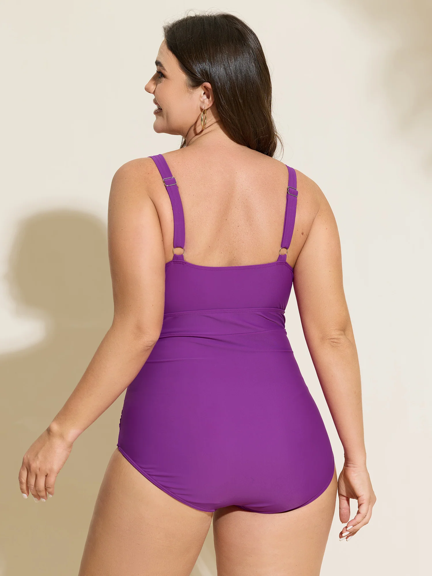 Ruched Wide Straps One-Piece Swimsuit - Image 4
