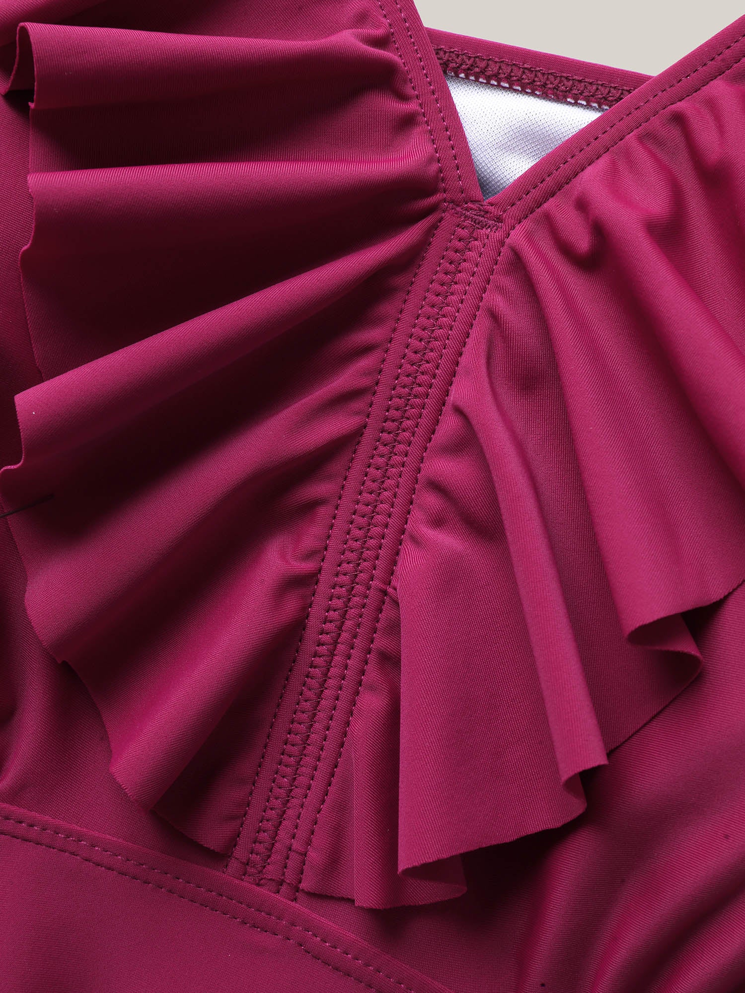 Ruffle Collar Hi-Low Hem Swim Top - Image 5