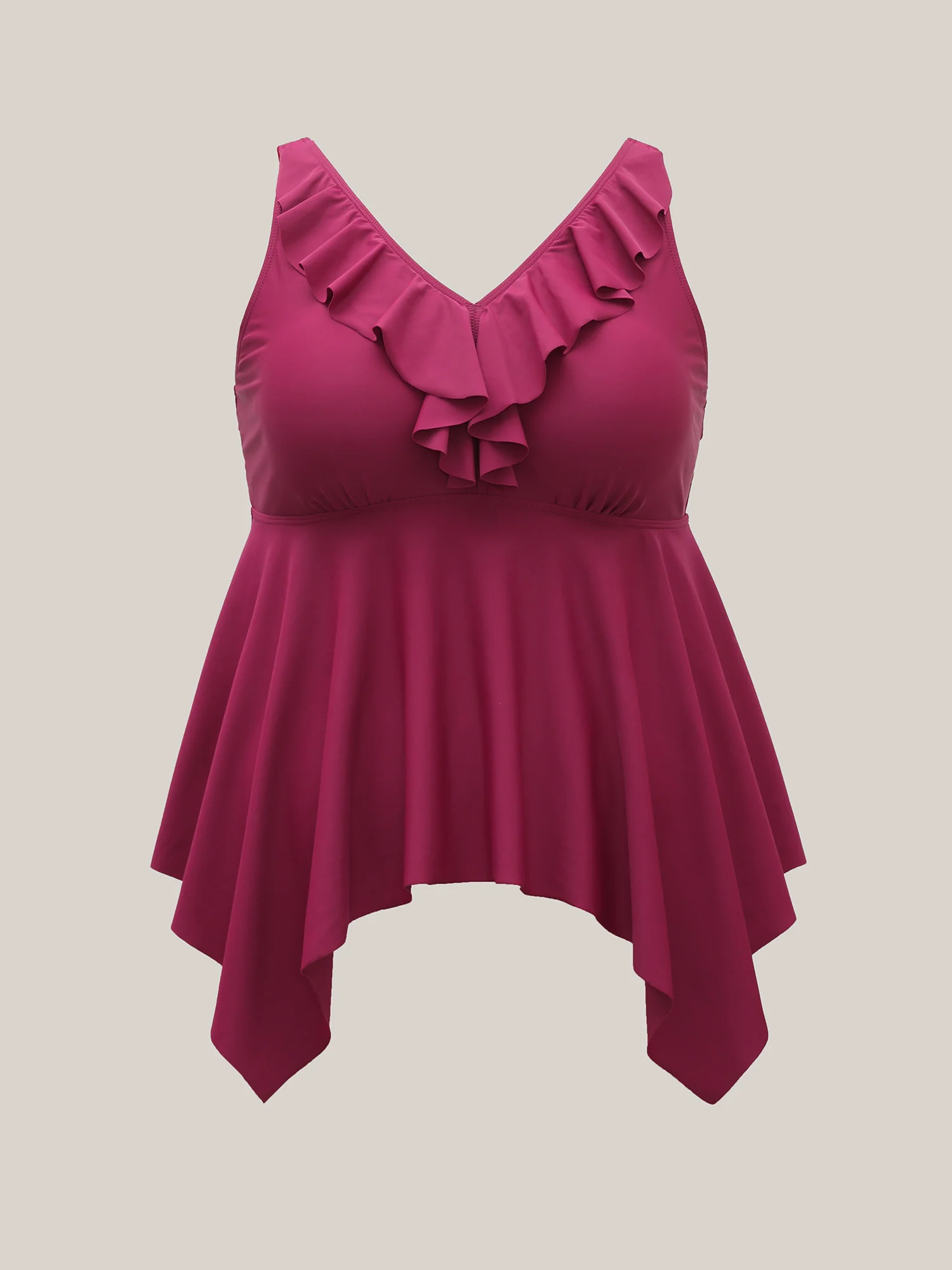 Ruffle Collar Hi-Low Hem Swim Top - Image 7